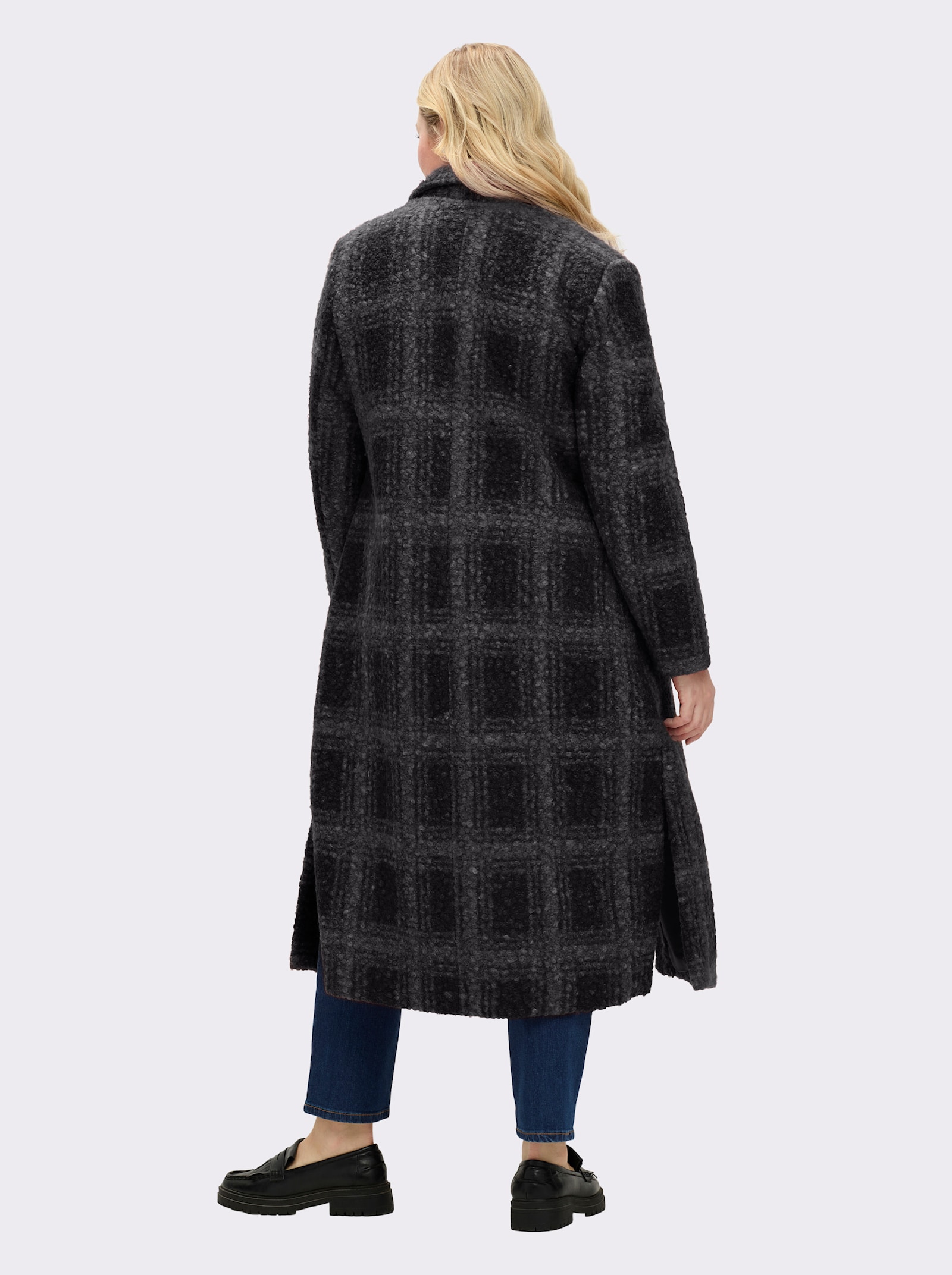 sheego Wintermantel mit Karomuster - schwarz-graphit-gemustert