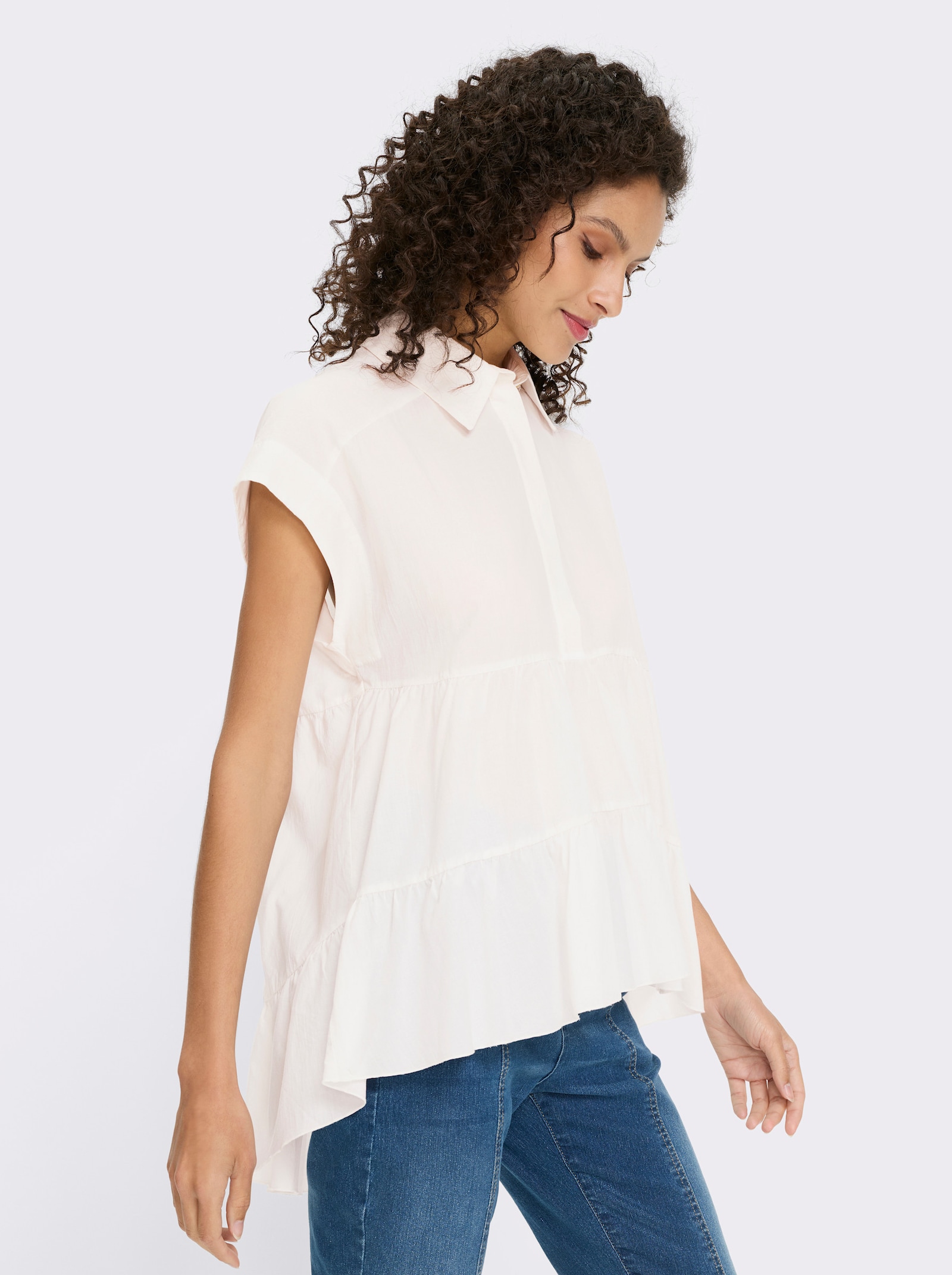 heine Baumwollbluse im Empire-Stil - weiß