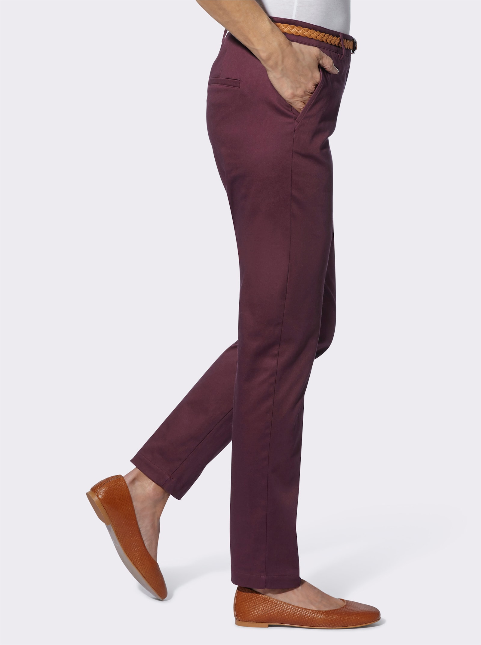 Chinobroek inclusief ceintuur - bordeaux