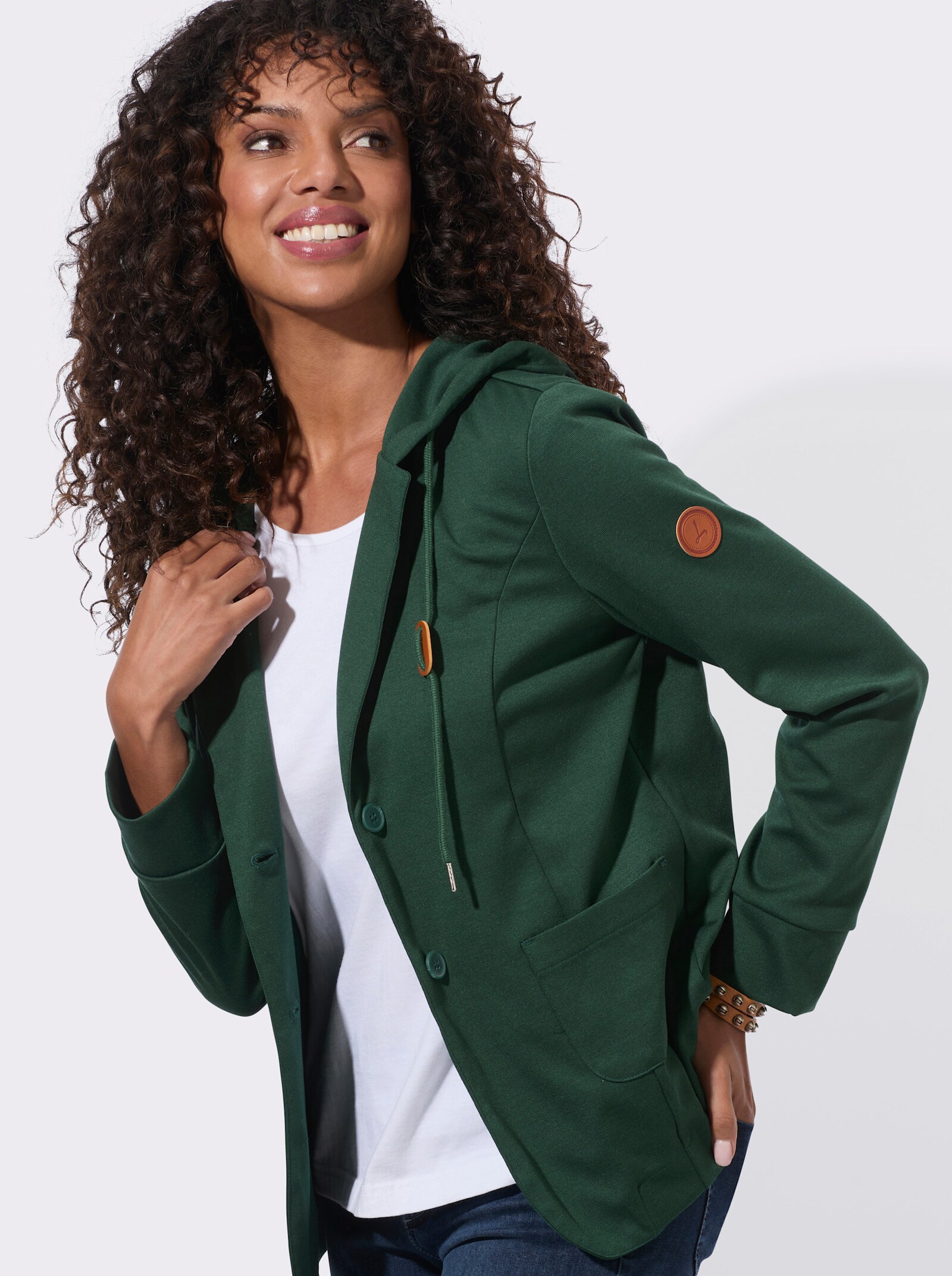 Shirtjacke mit Reverskragen - moos