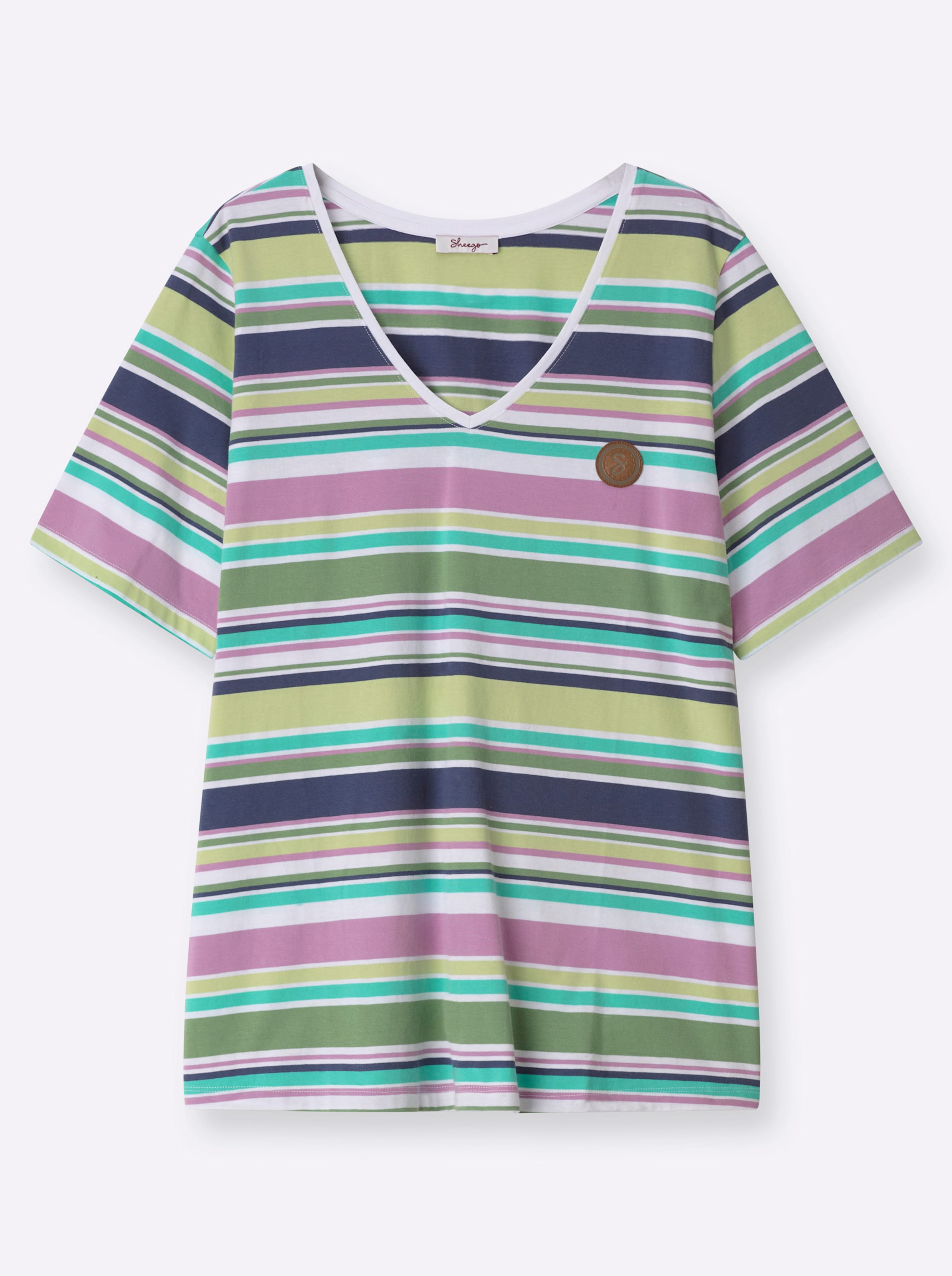 Sheego Damen Weiß-Orchidee-Geringelt Ringelshirt - Bild 2