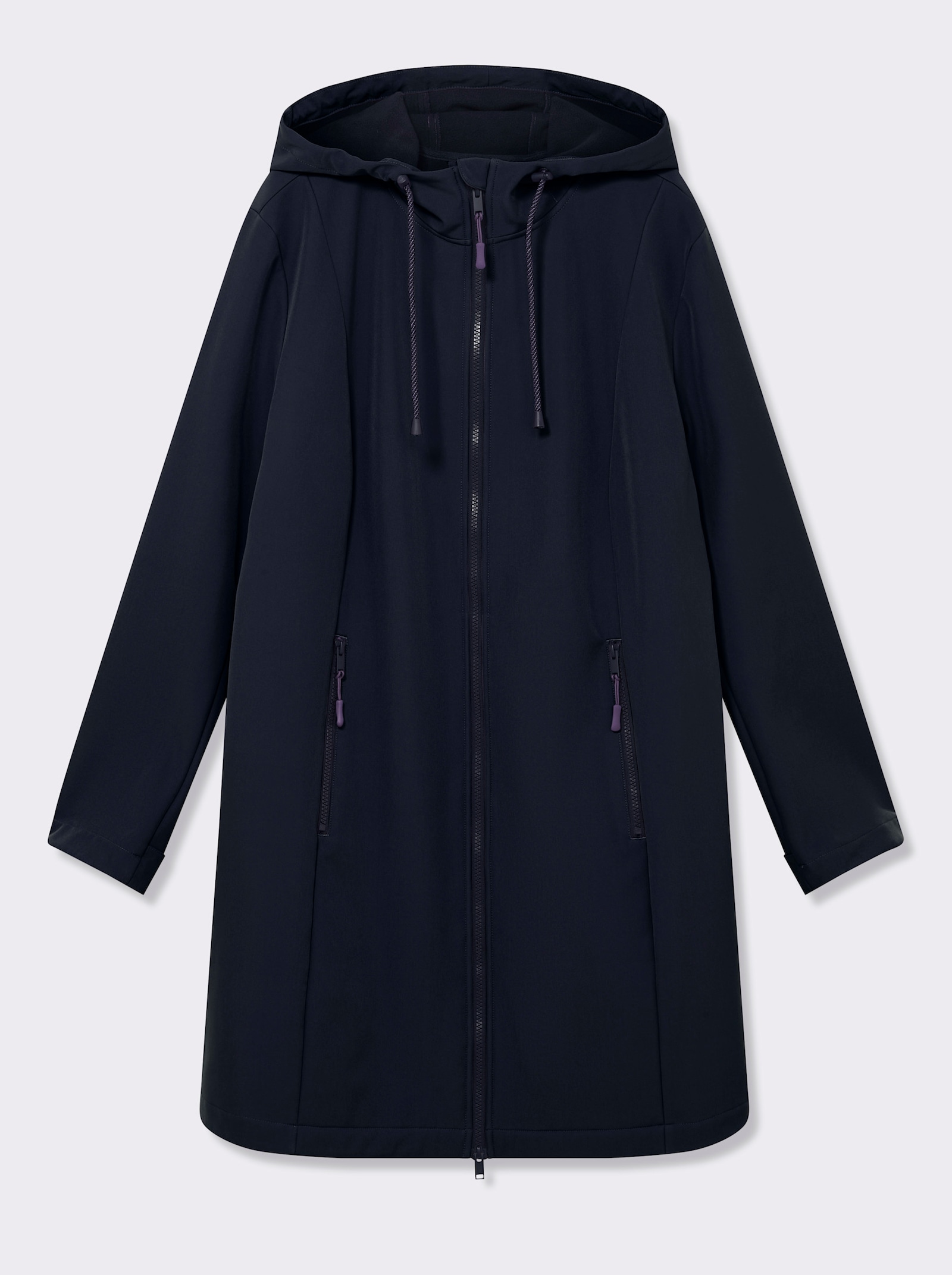 sheego Softshelljacke mit Kapuze und Tunnelzug - tiefblau
