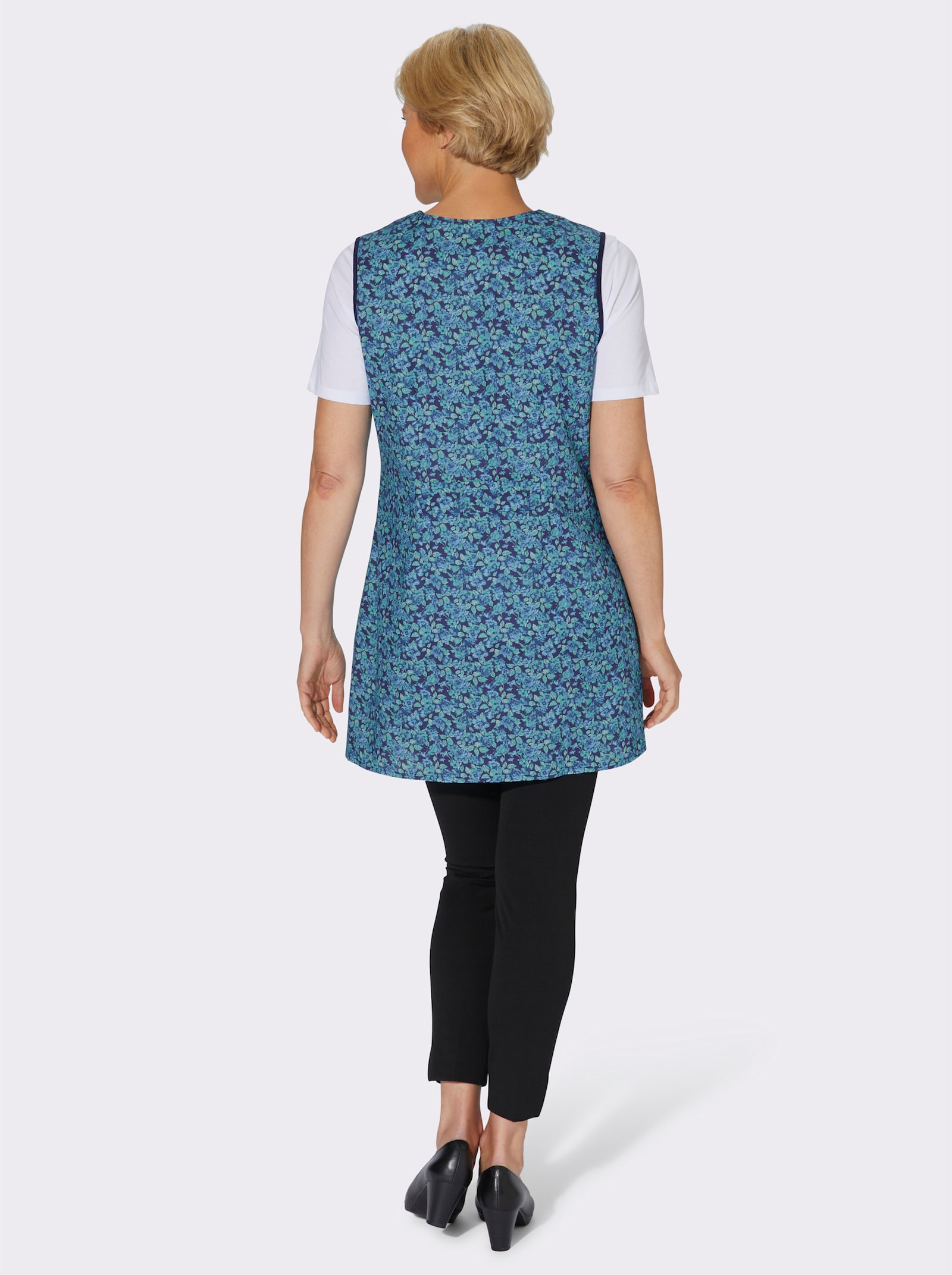 Kasack mit 2 Taschen - dunkelblau-bedruckt