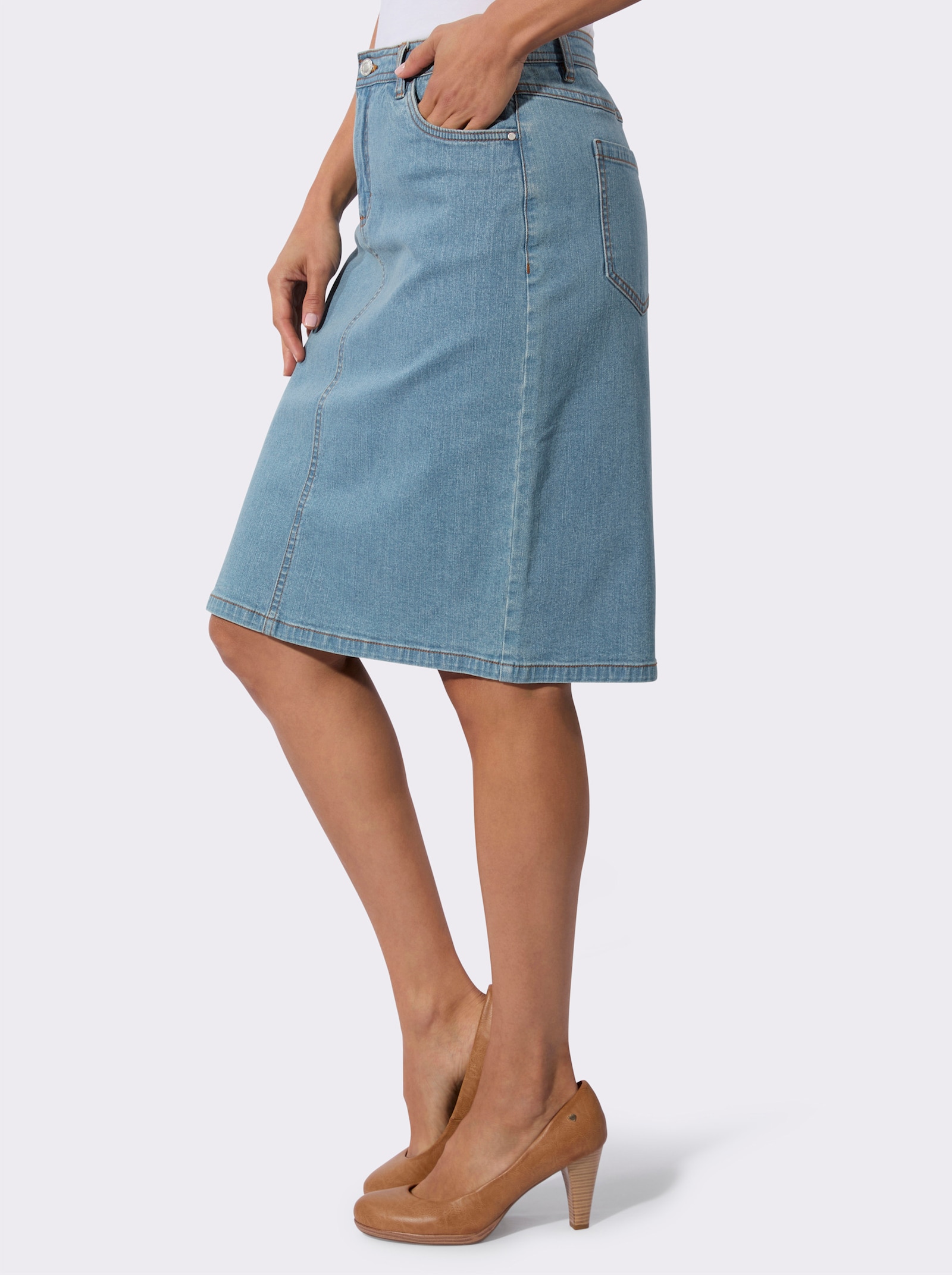 Jeansrock in 5-Pocket-Form - blue-bleached