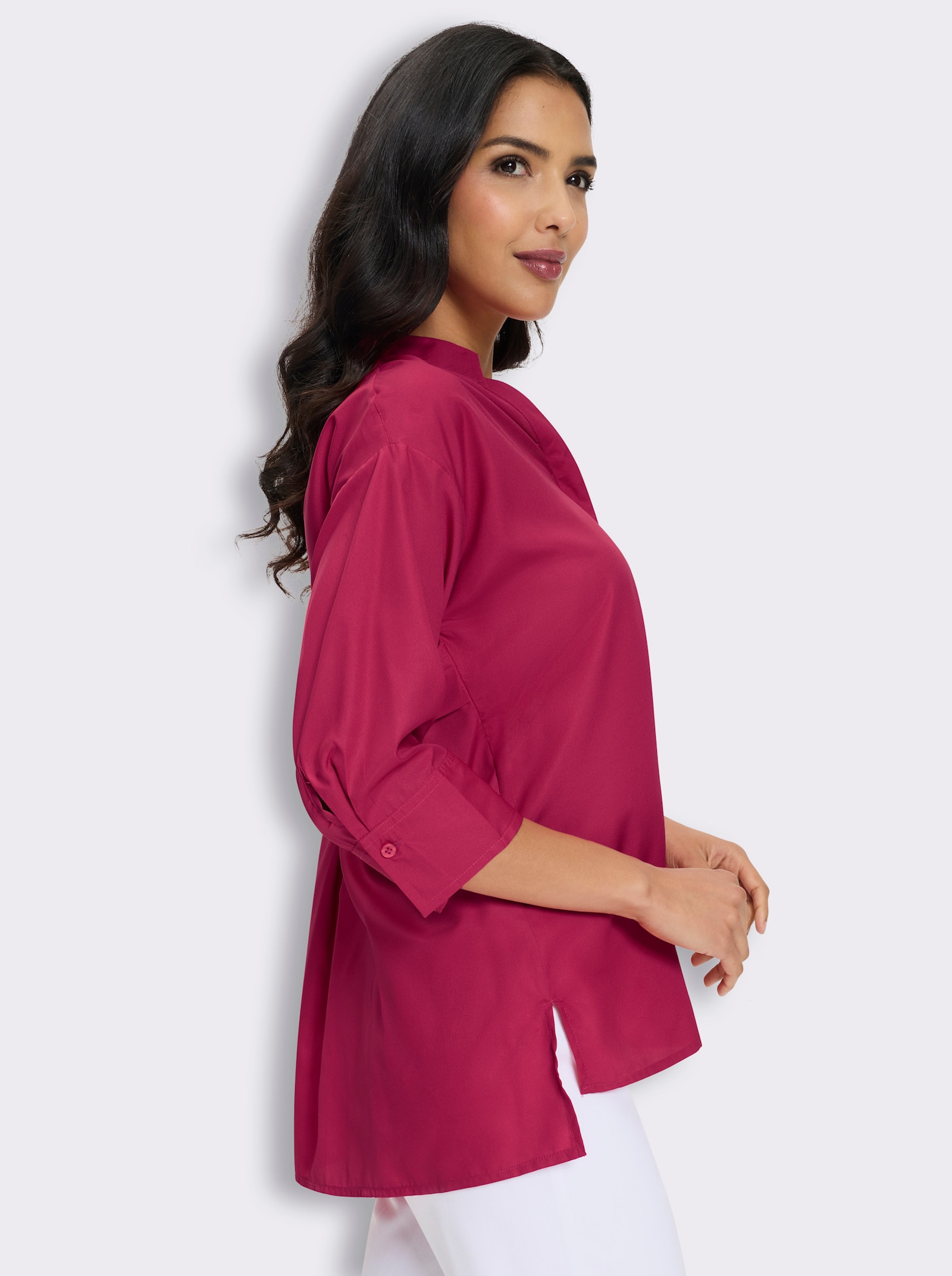 Longbluse mit Falte im Rückteil - pink