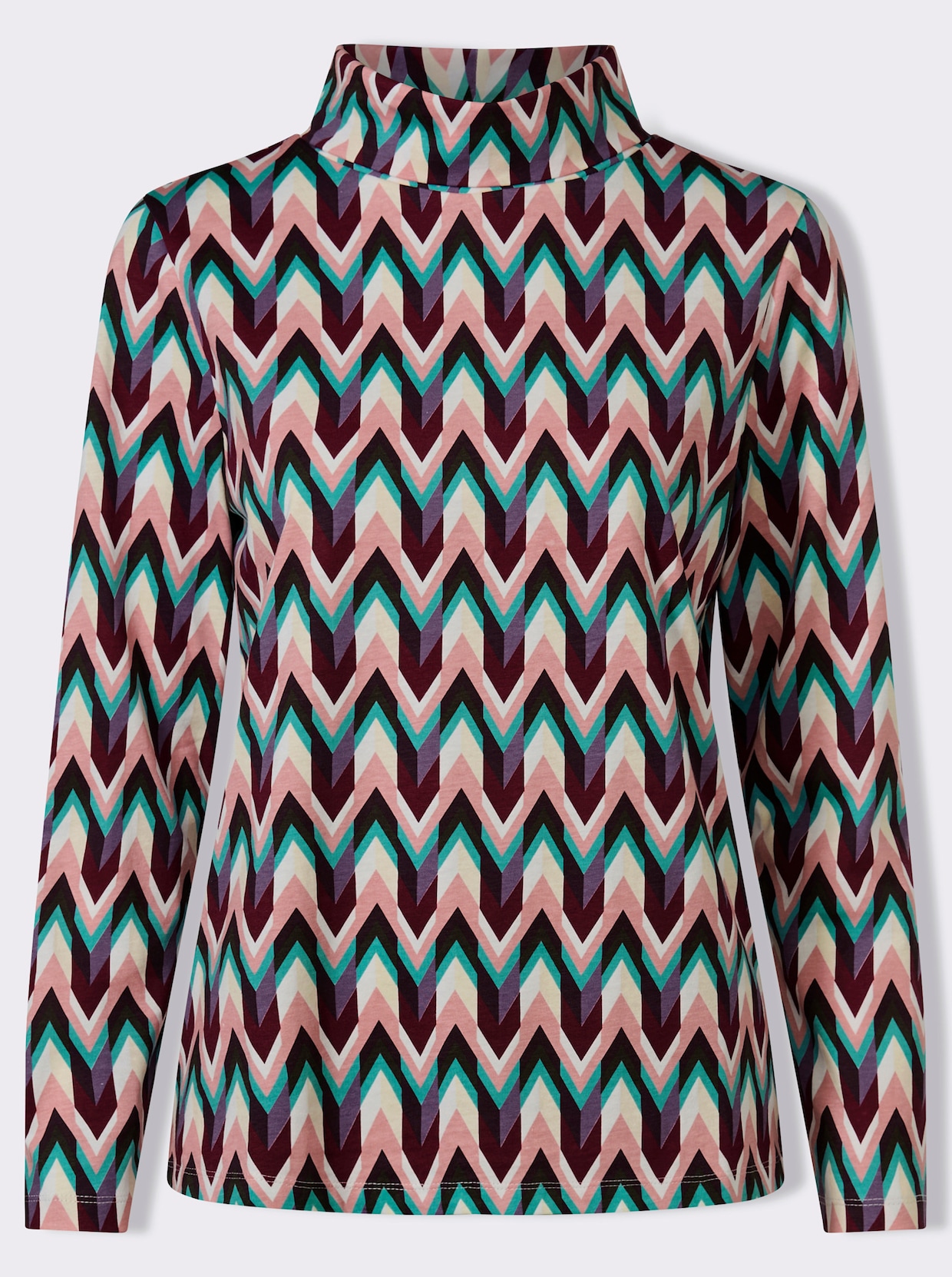 Polotröja av ren bomull - ecru-bordeaux-med tryck