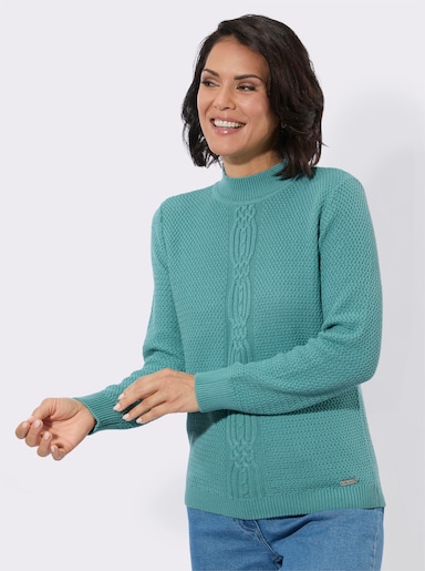 Rollkragenpullover mit Strickmuster vorne - ozean