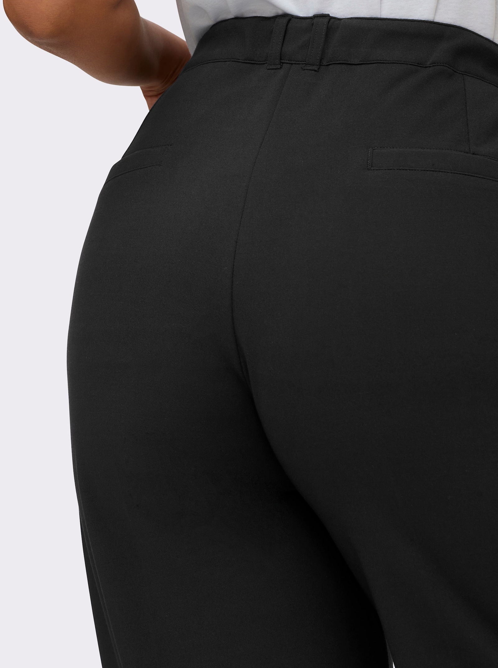 sheego Jerseybroek met wijde pijpen en comfortband - zwart