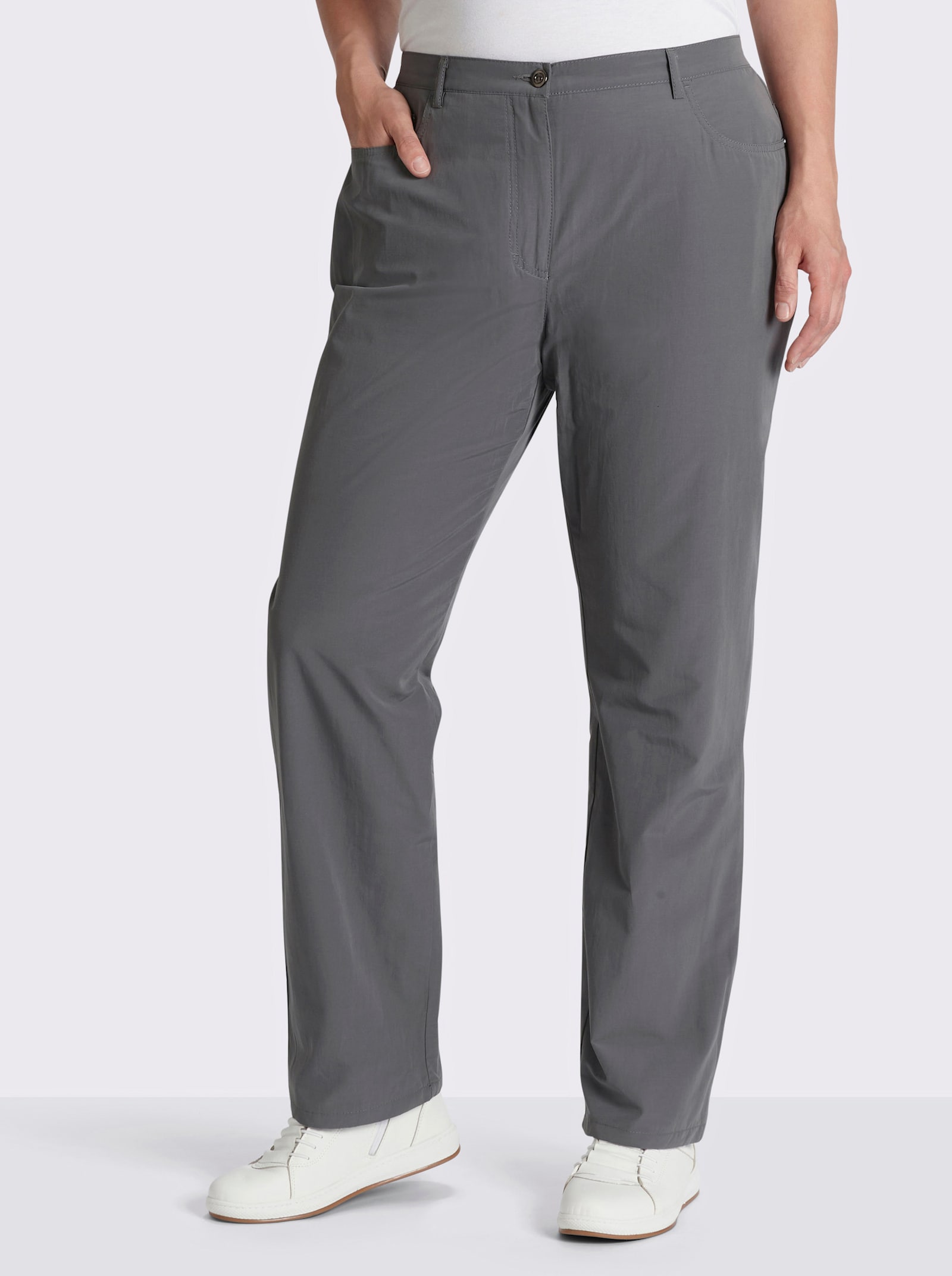 Cosma Thermohose mit kariertem Futter - grau