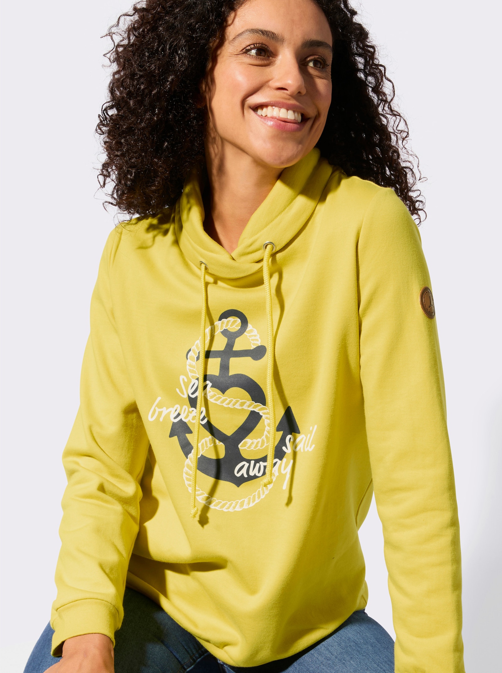 Sweatshirt mit weich angerauter Innenseite - limone