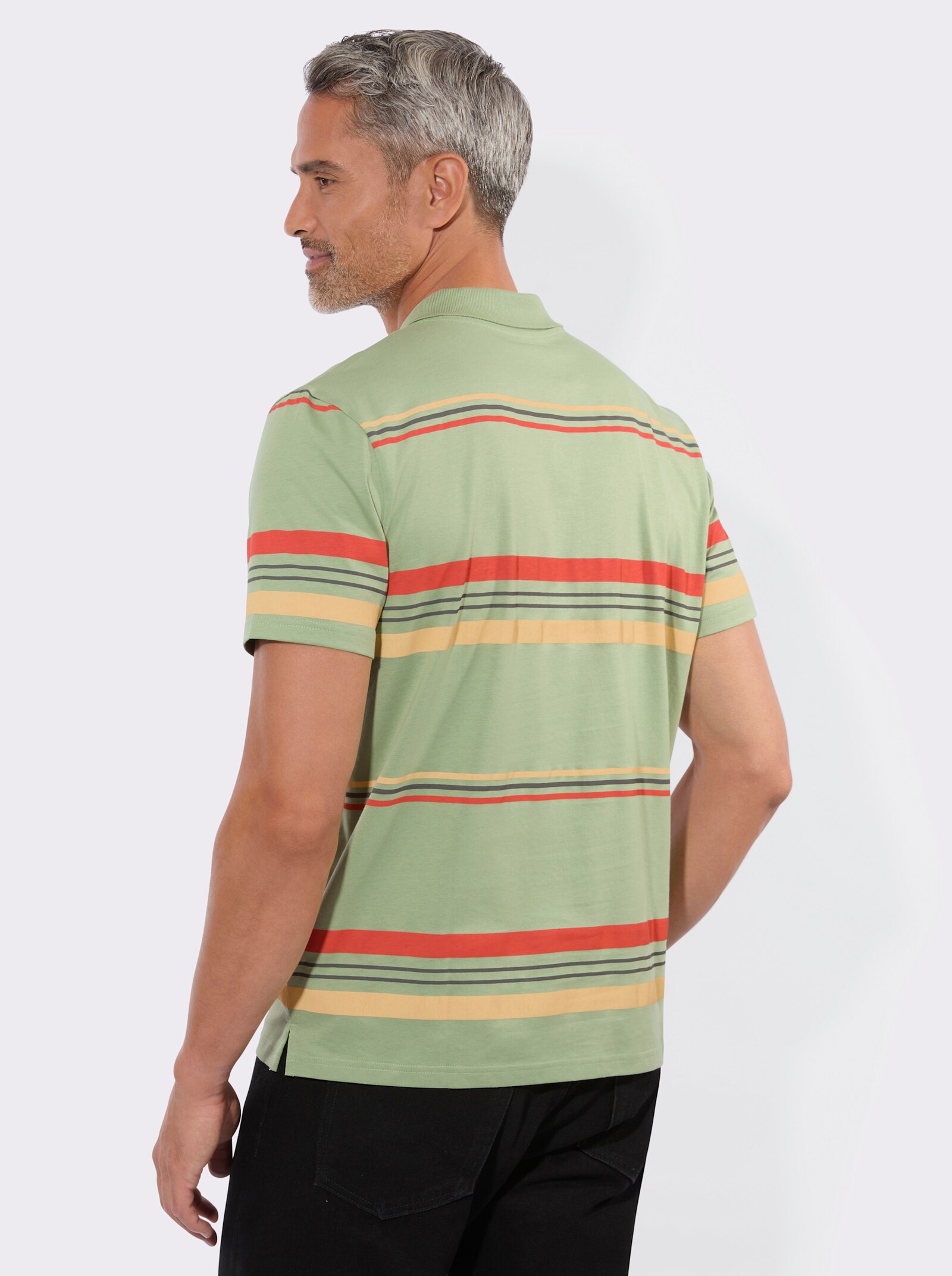 Poloshirt im Ringelmuster - eucalyptus-geringelt