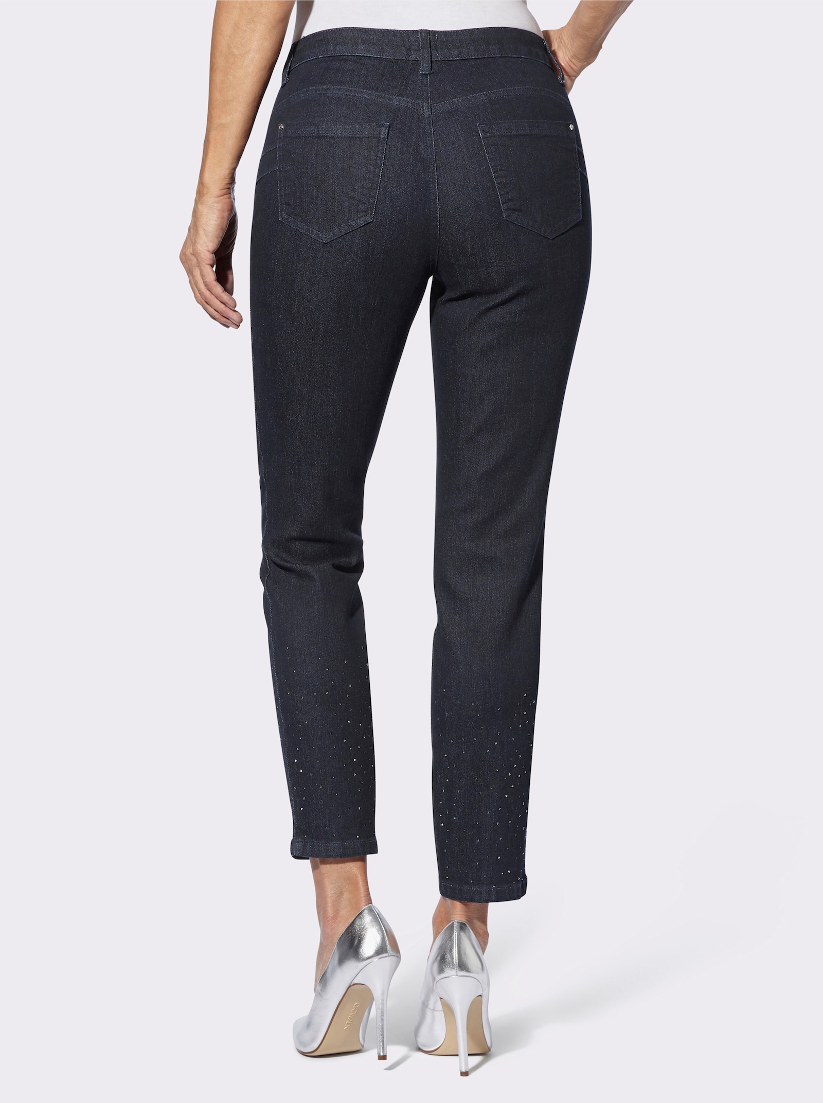 5-Pocket-Jeans mit Glitzersteinchen - dark blue