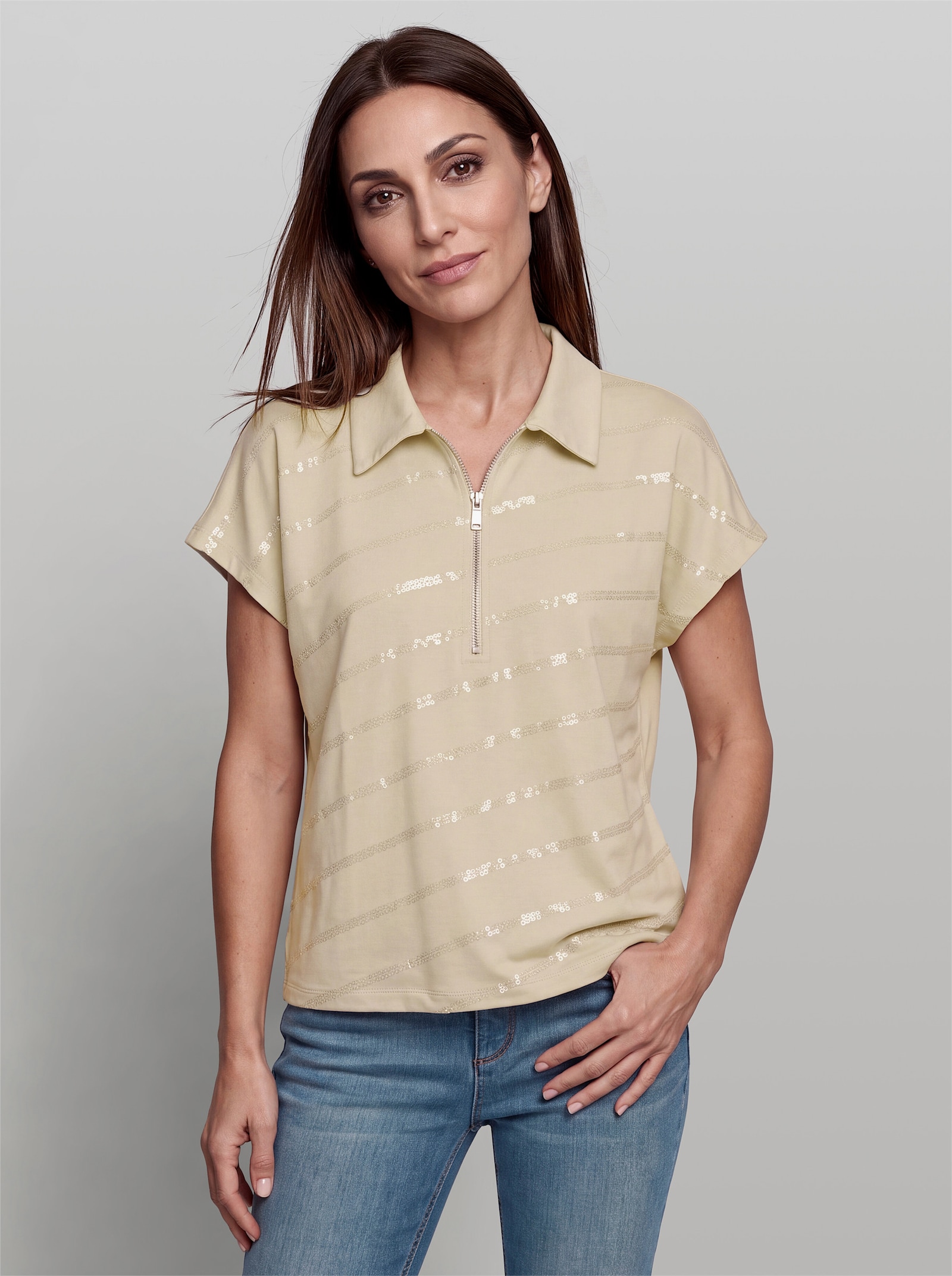 heine Sweatshirt mit Pailletten - sand