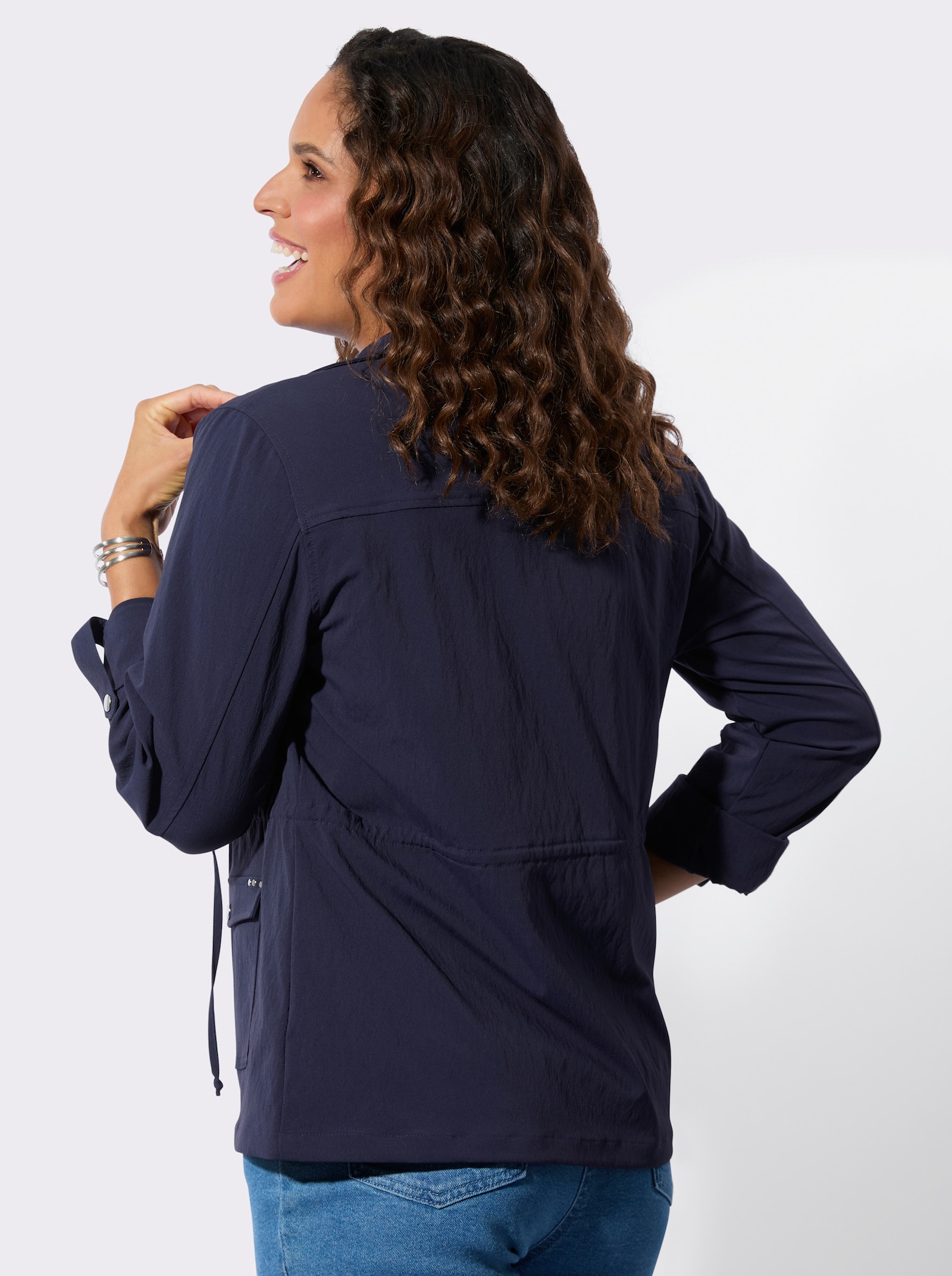 Blusenblazer mit Tunnelzug in der Taille - marine