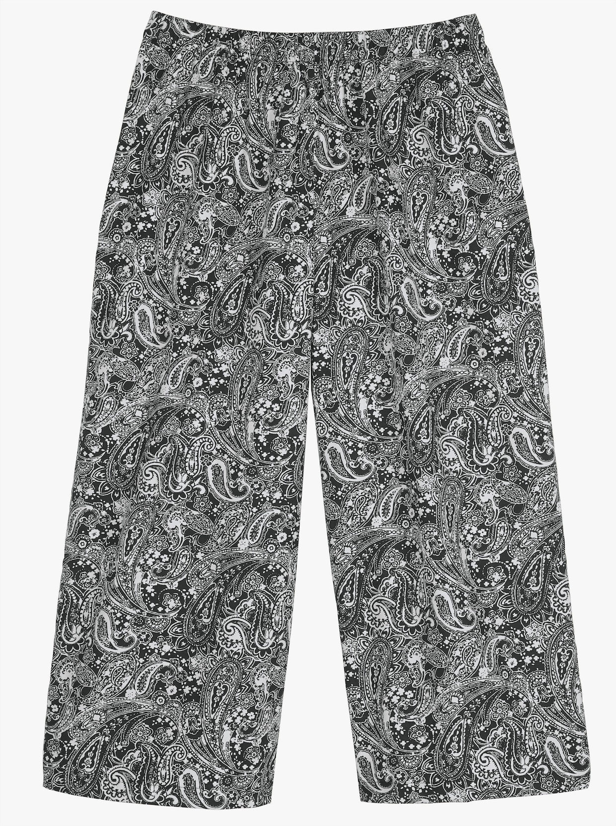 Kalhoty culotte - černá-bílá-vzor