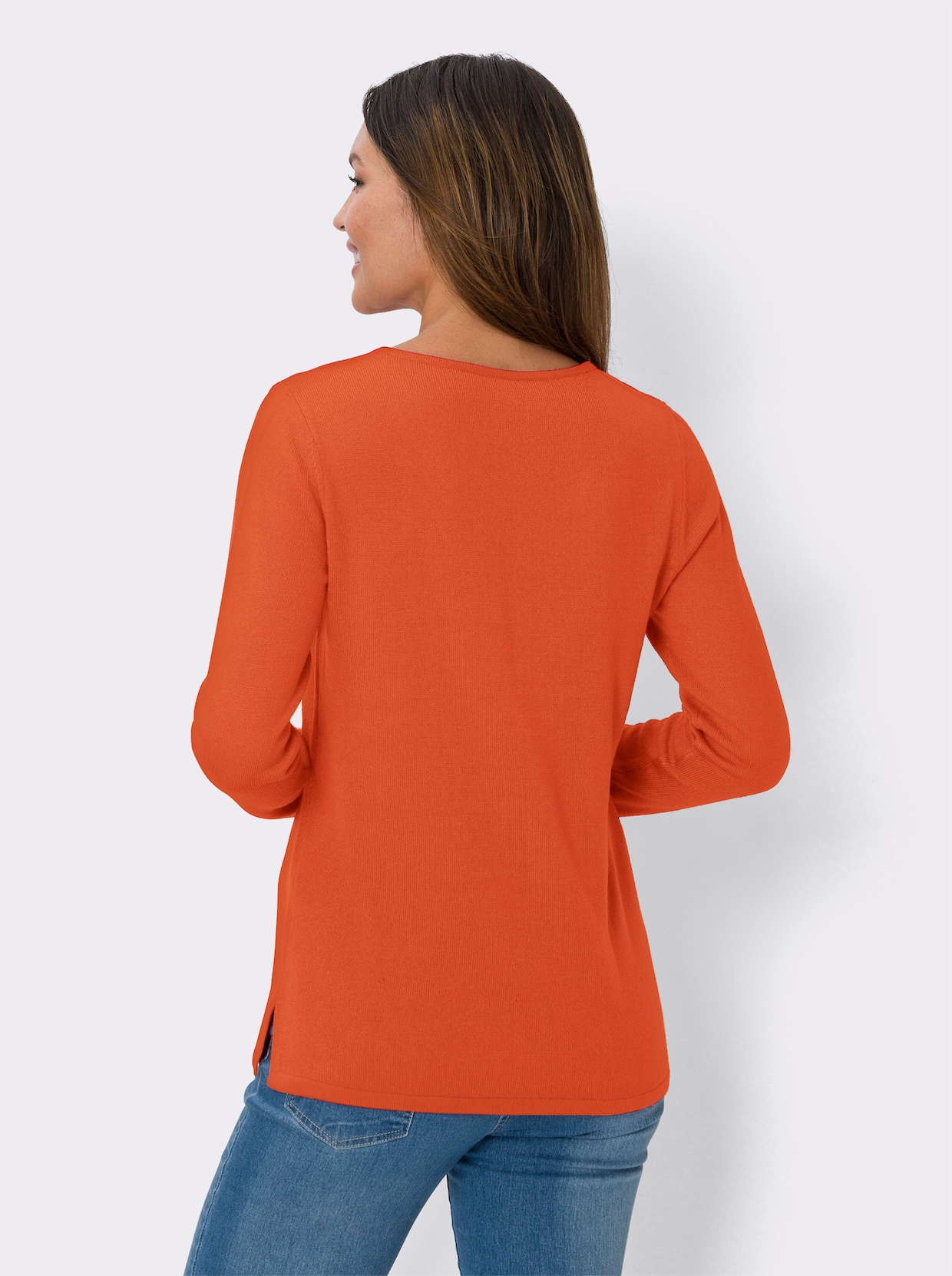 V-Ausschnitt-Pullover - orange