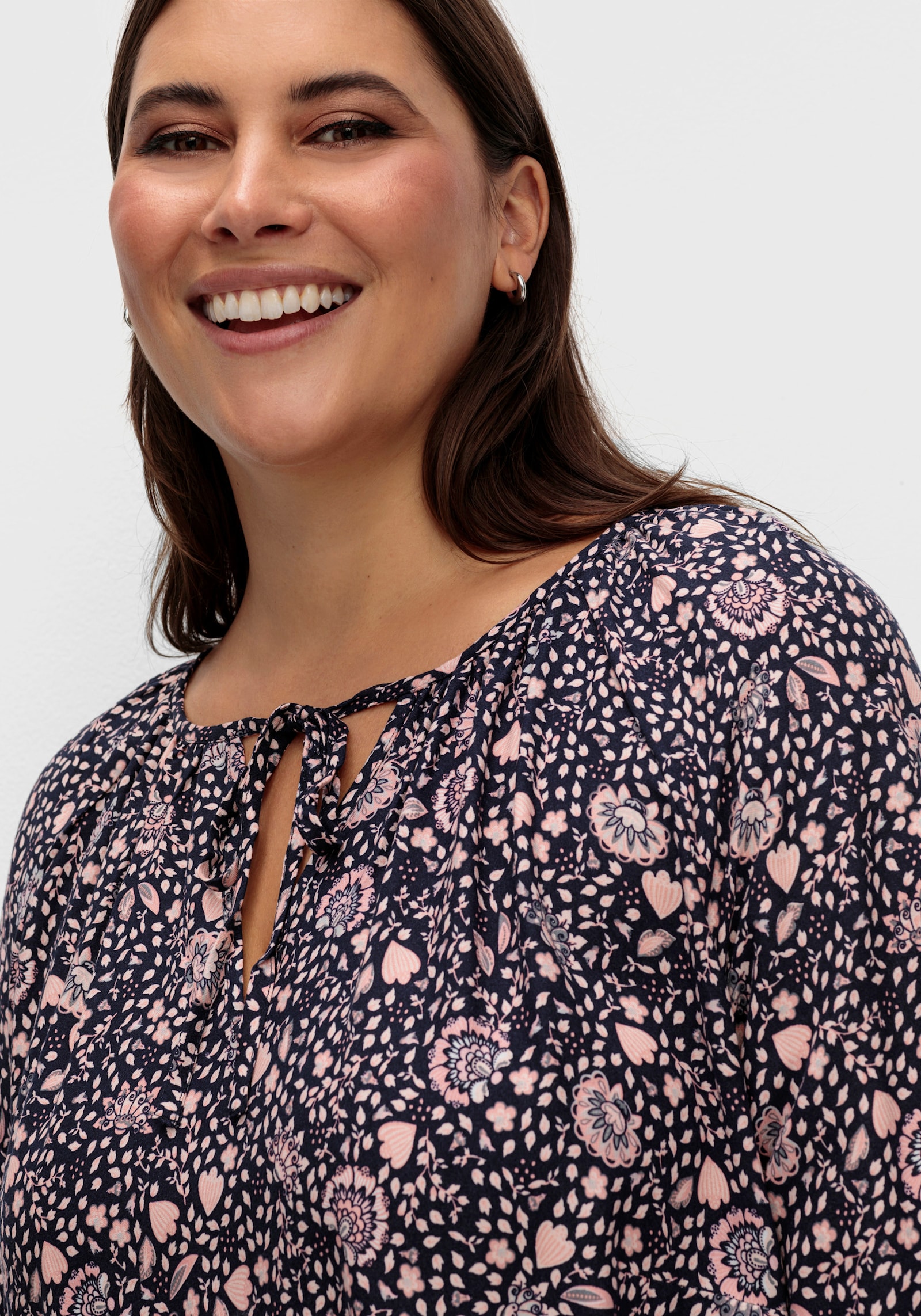 Tunika im floralen Verlaufsmuster - marine-rosenholz-bedruckt