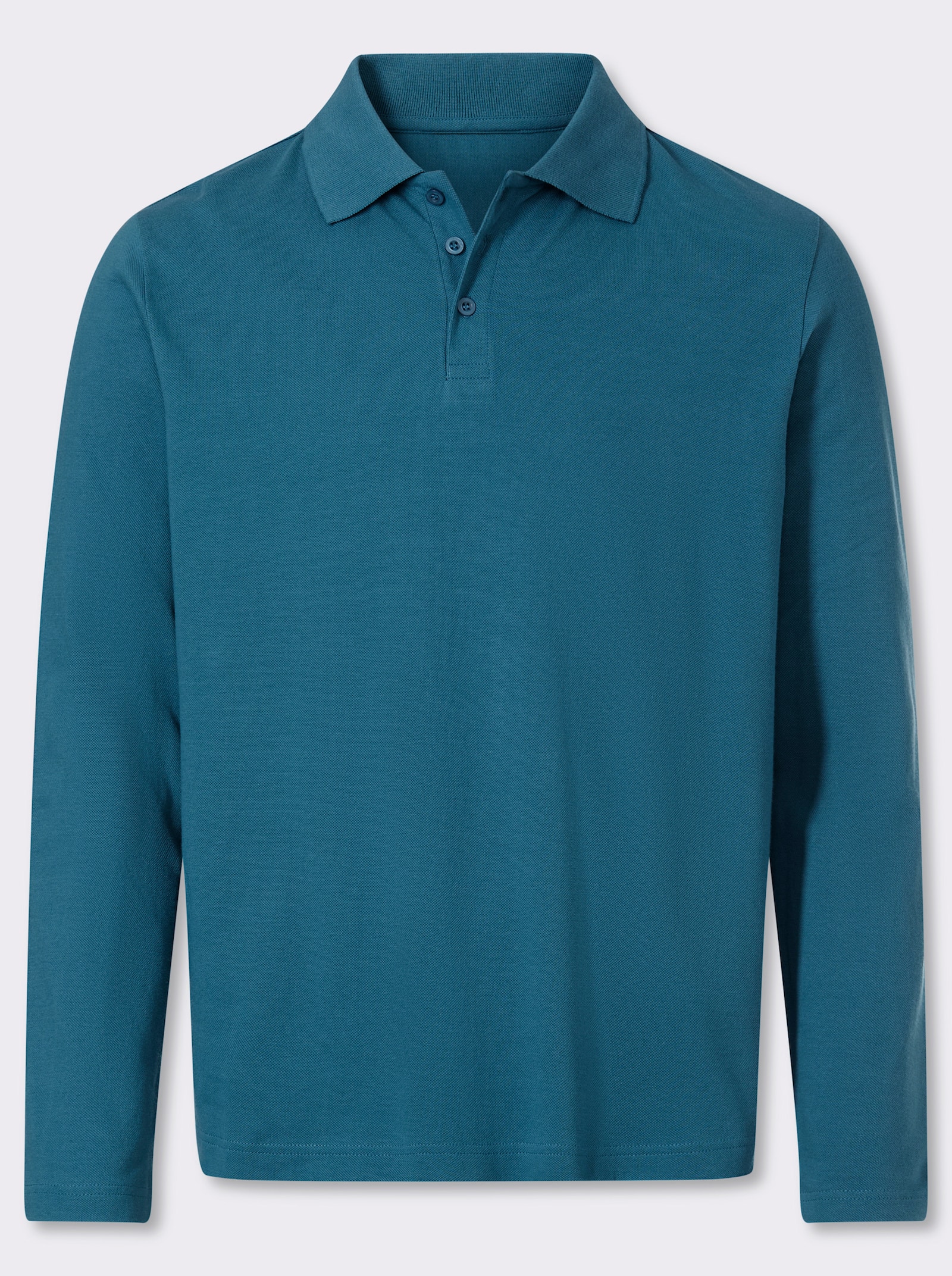 Catamaran Langarm-Poloshirt mit Flachstrick-Kragen - topas