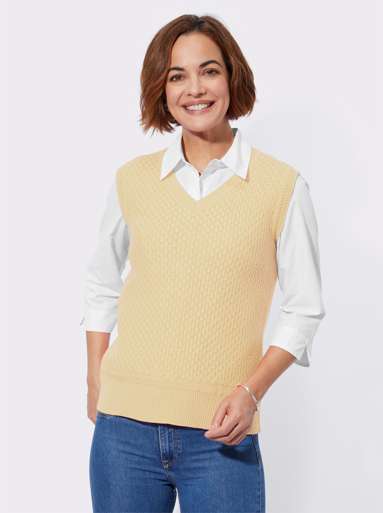 Pullunder in Strickstruktur - vanille