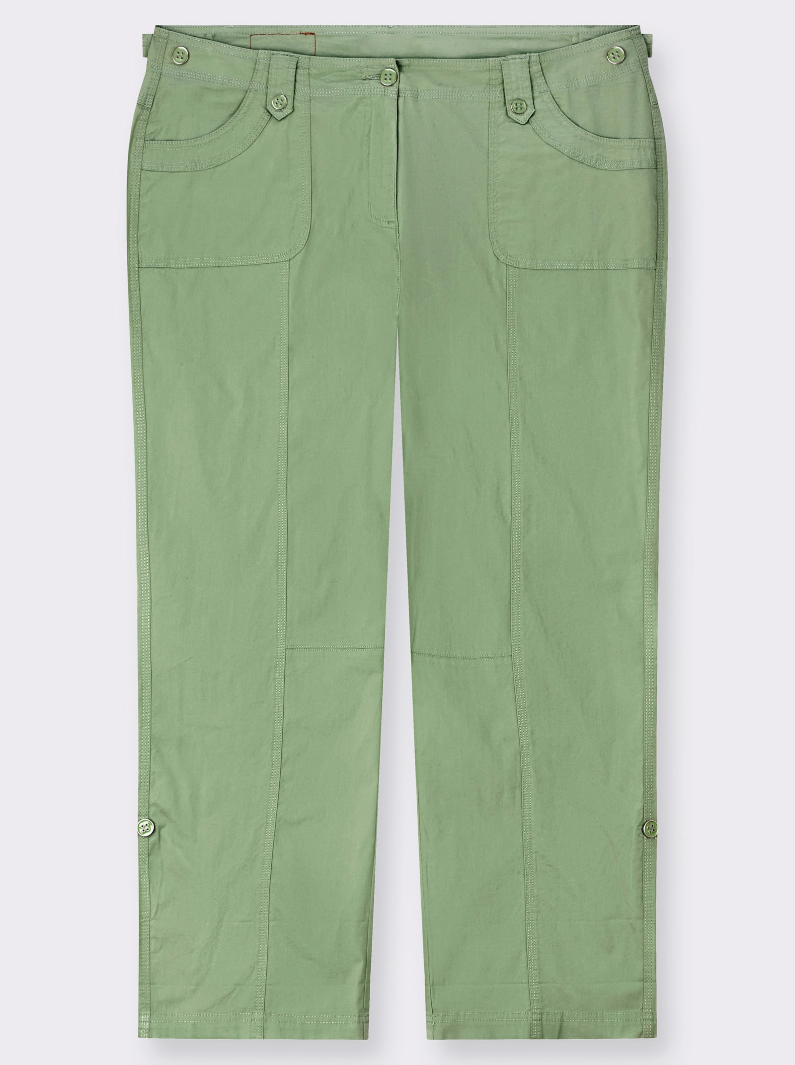 Baumwollhose mit krempelbaren Beinen - eucalyptus