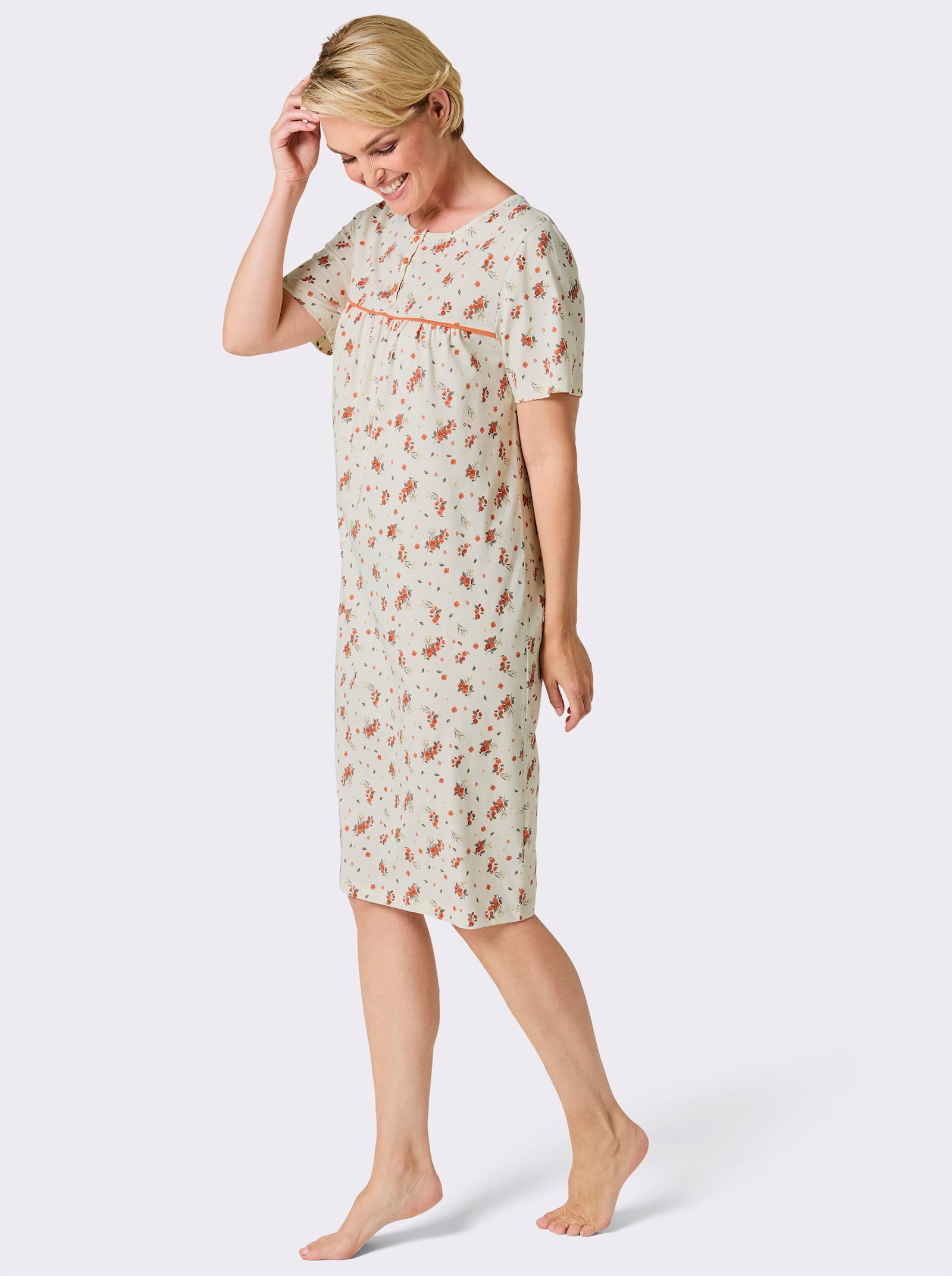 wäschepur Nachthemd - champagner-apricot-bedruckt