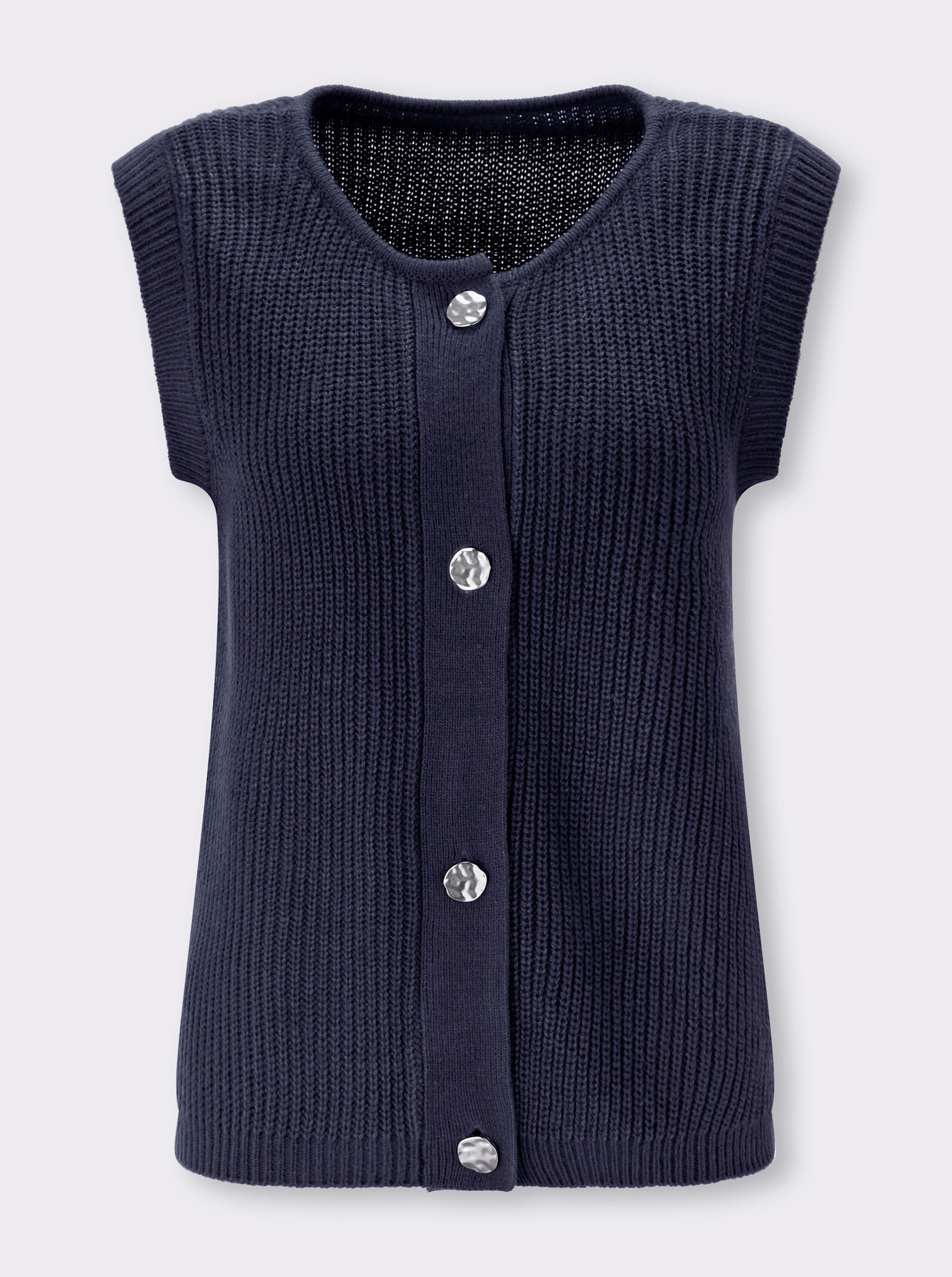 Strickweste in verkürzter Form - marine