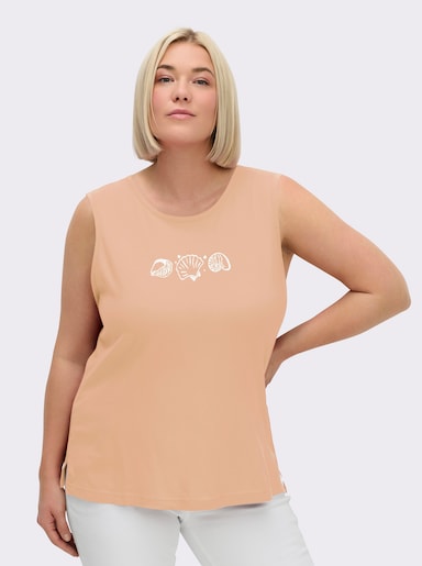 Shirttop mit Seitenschlitzen - apricot