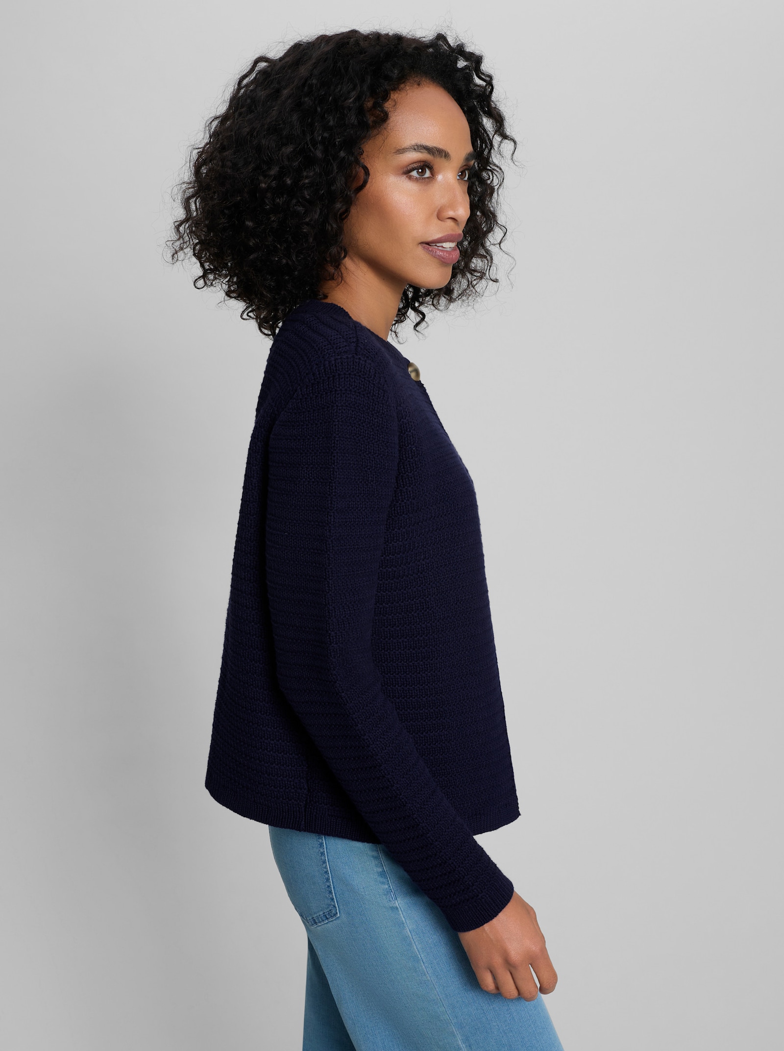 heine Strickjacke mit Strukturmuster - marine