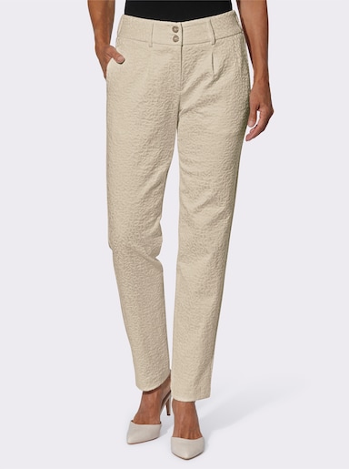 Bundfaltenhose mit in sich gemustertem Leo-Jacquard - sand