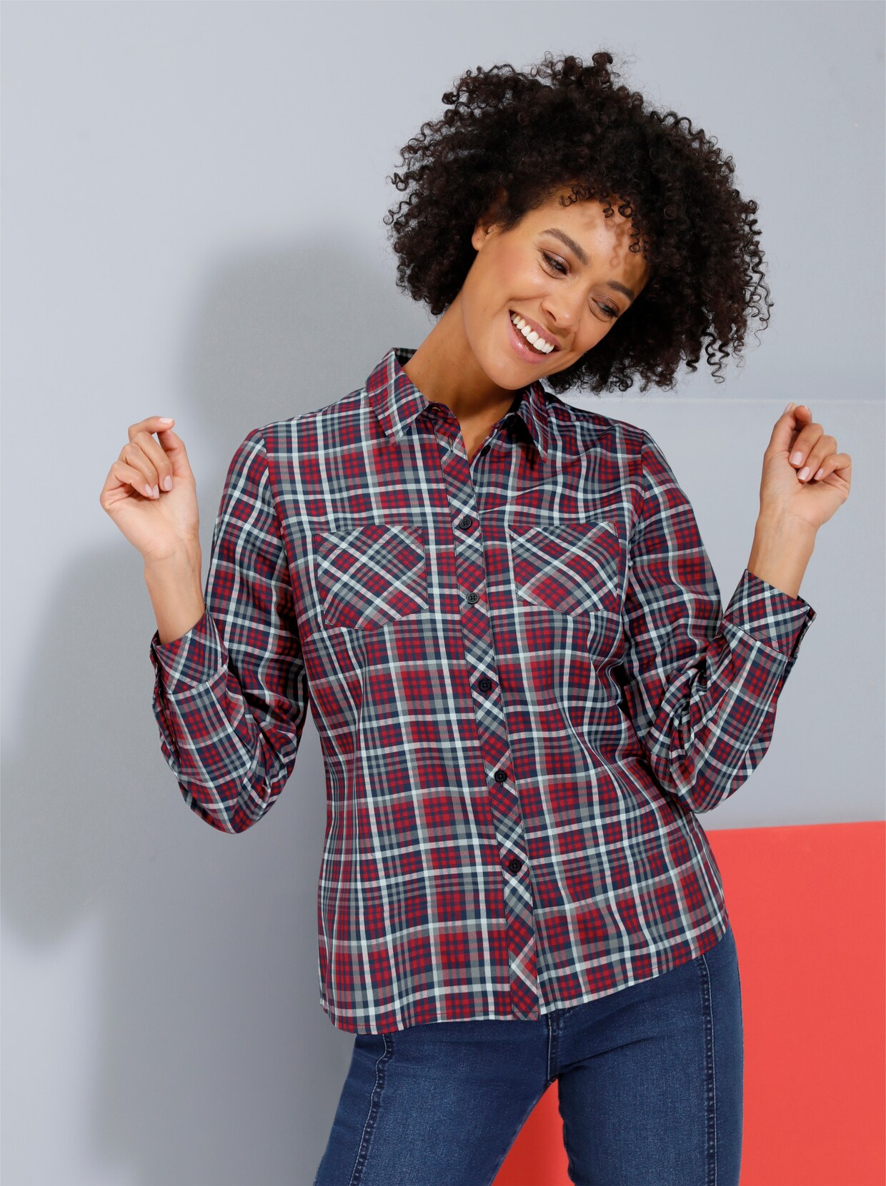 Geruite blouse - marine/rood geruit