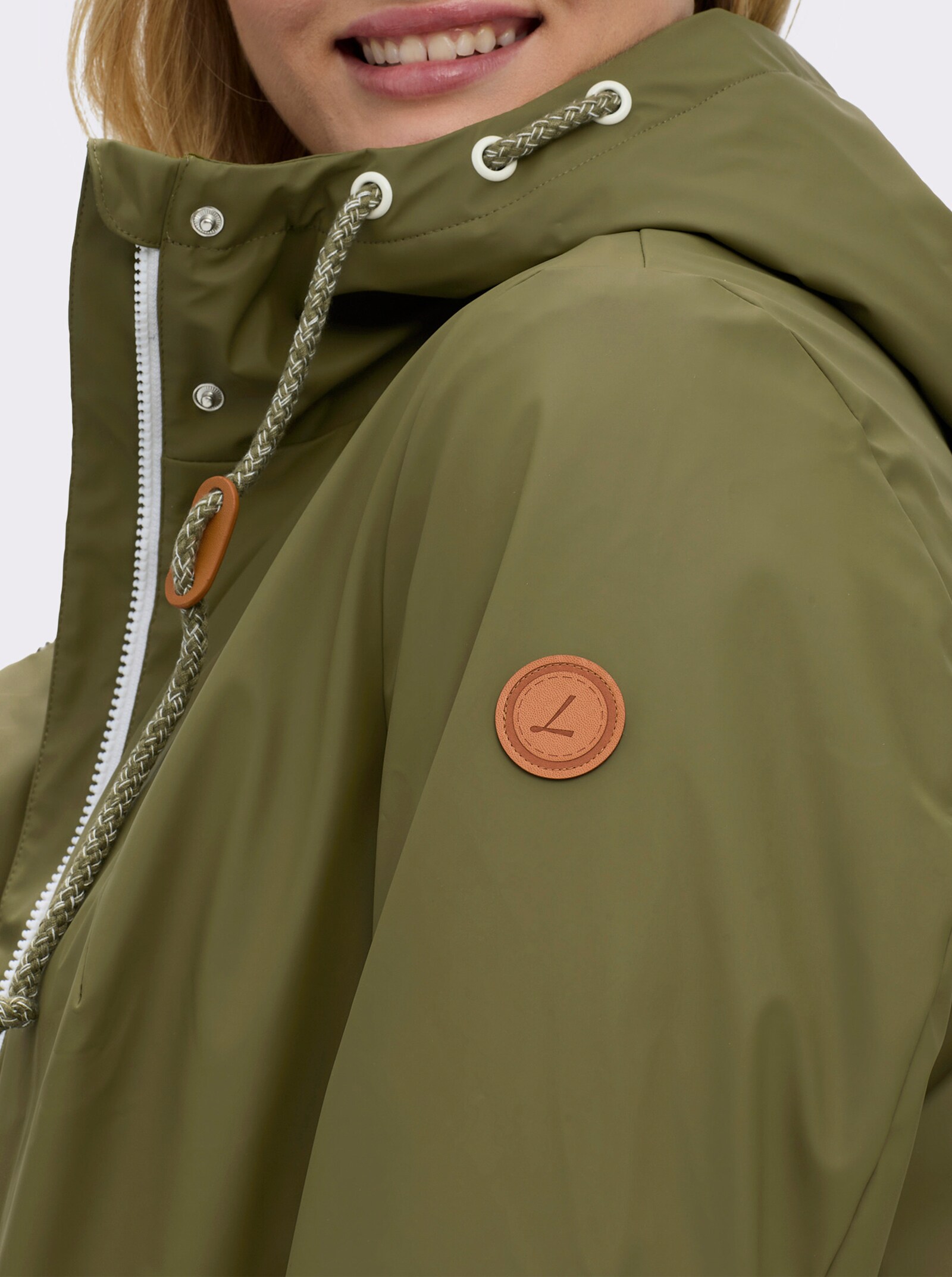 Jacke mit Teddy-Futter - oliv