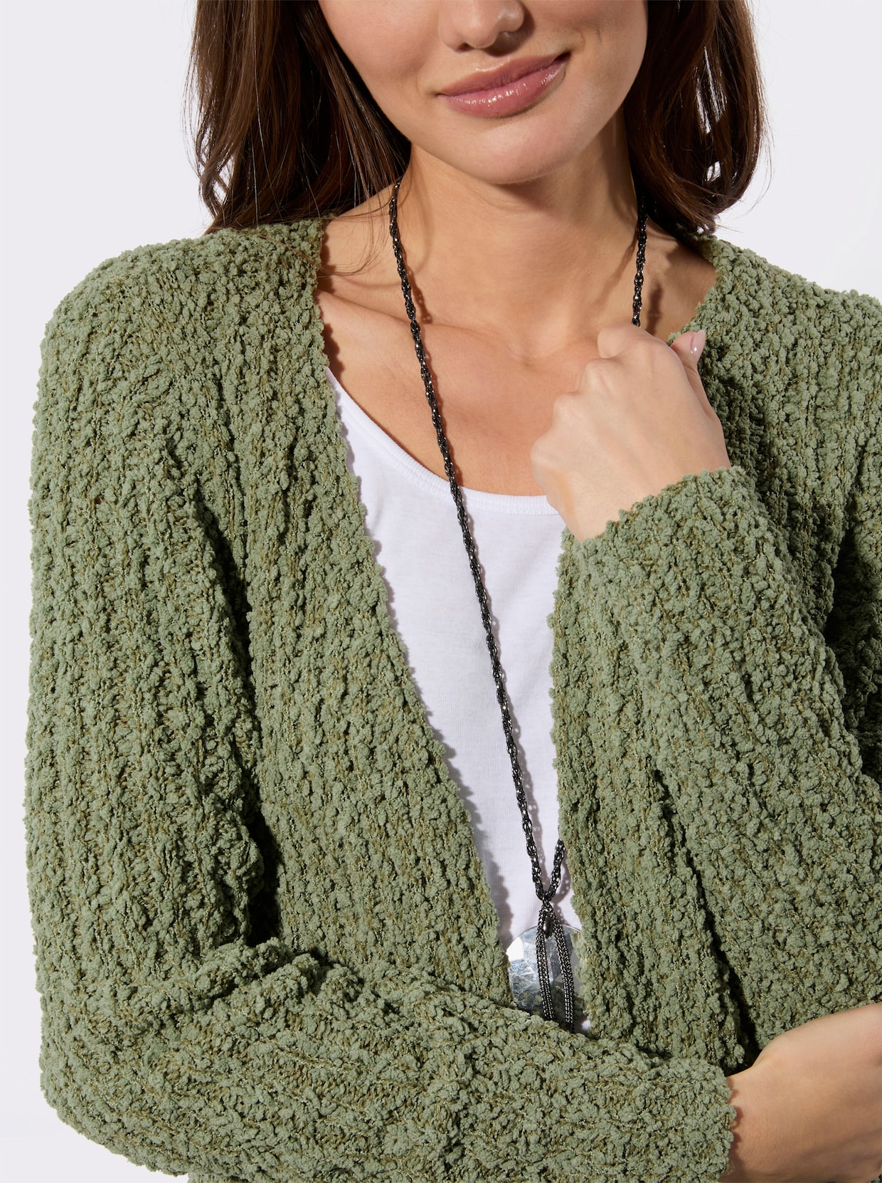 Lang vest in open model - kaki