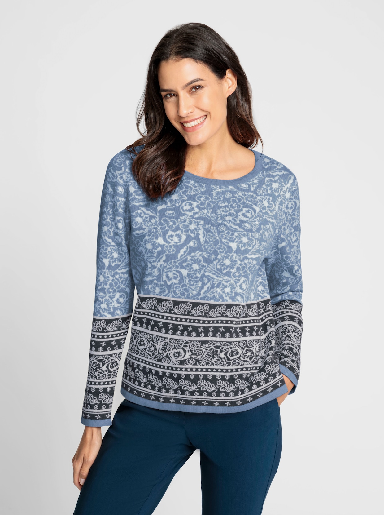 Pullover - bleu-marine-gemustert