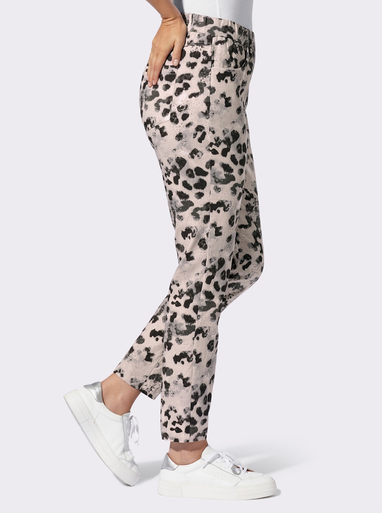 heine Druckhose - sand-schwarz-bedruckt