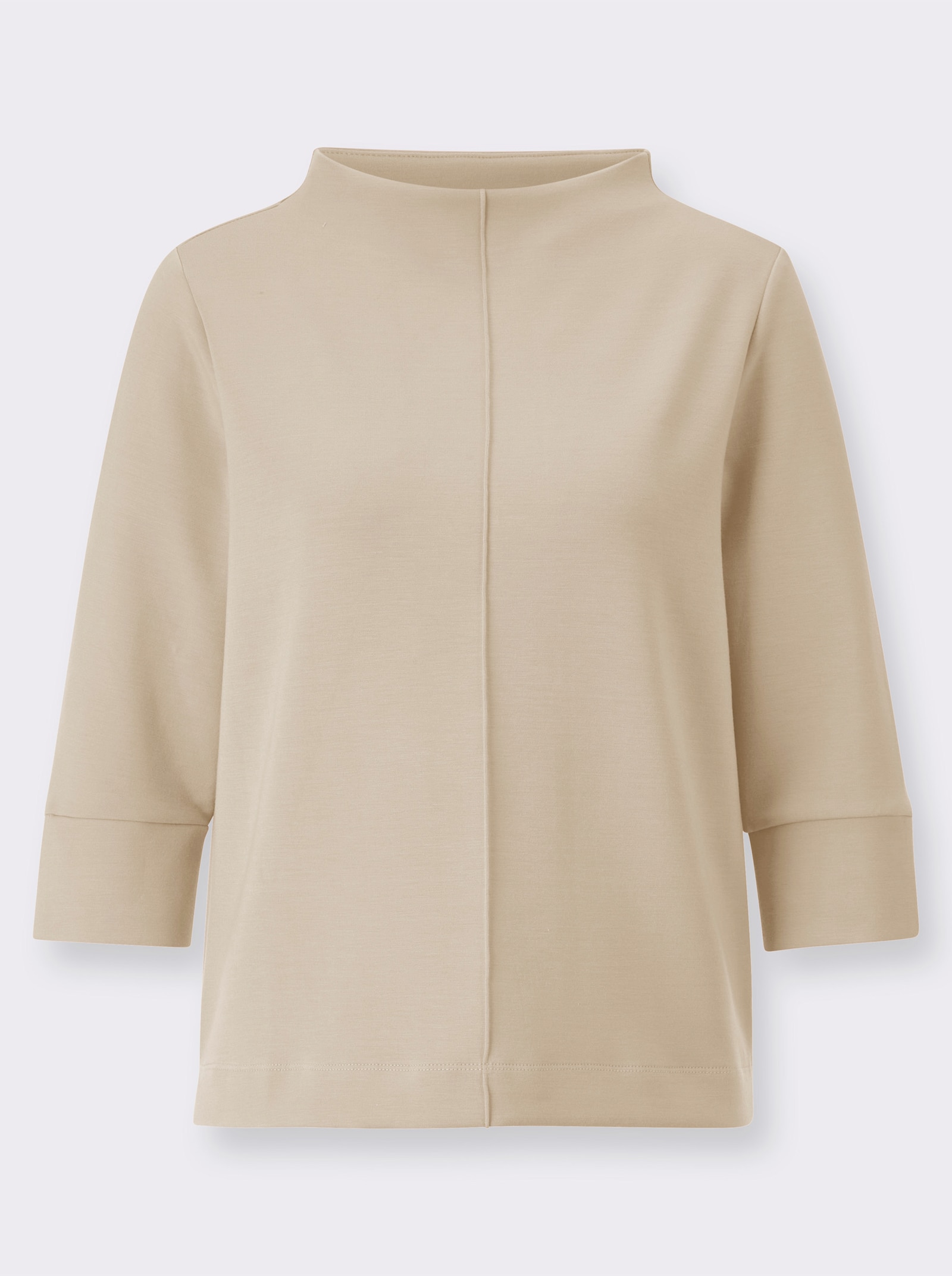 Tröja med ståkrage och 3/4-ärm - sand