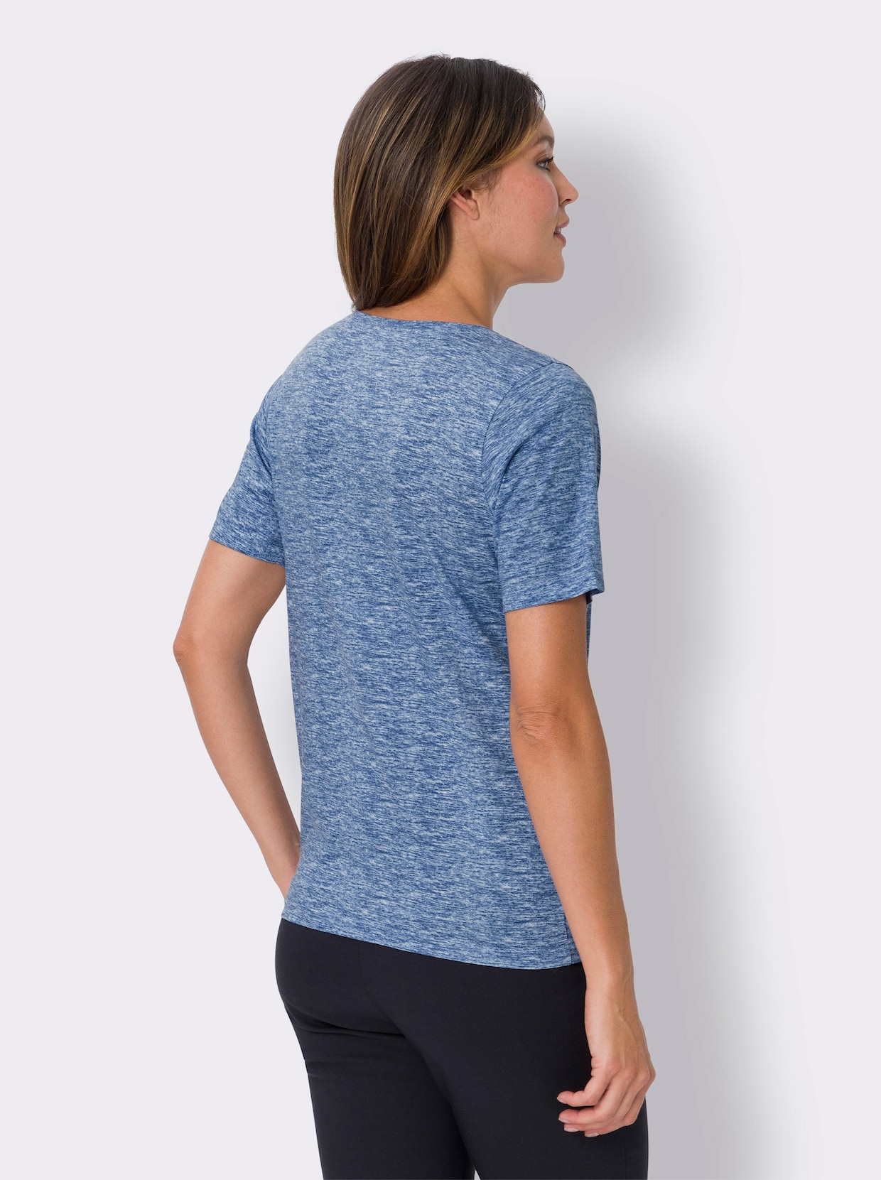 Kurzarm-Shirt - jeansblau-meliert