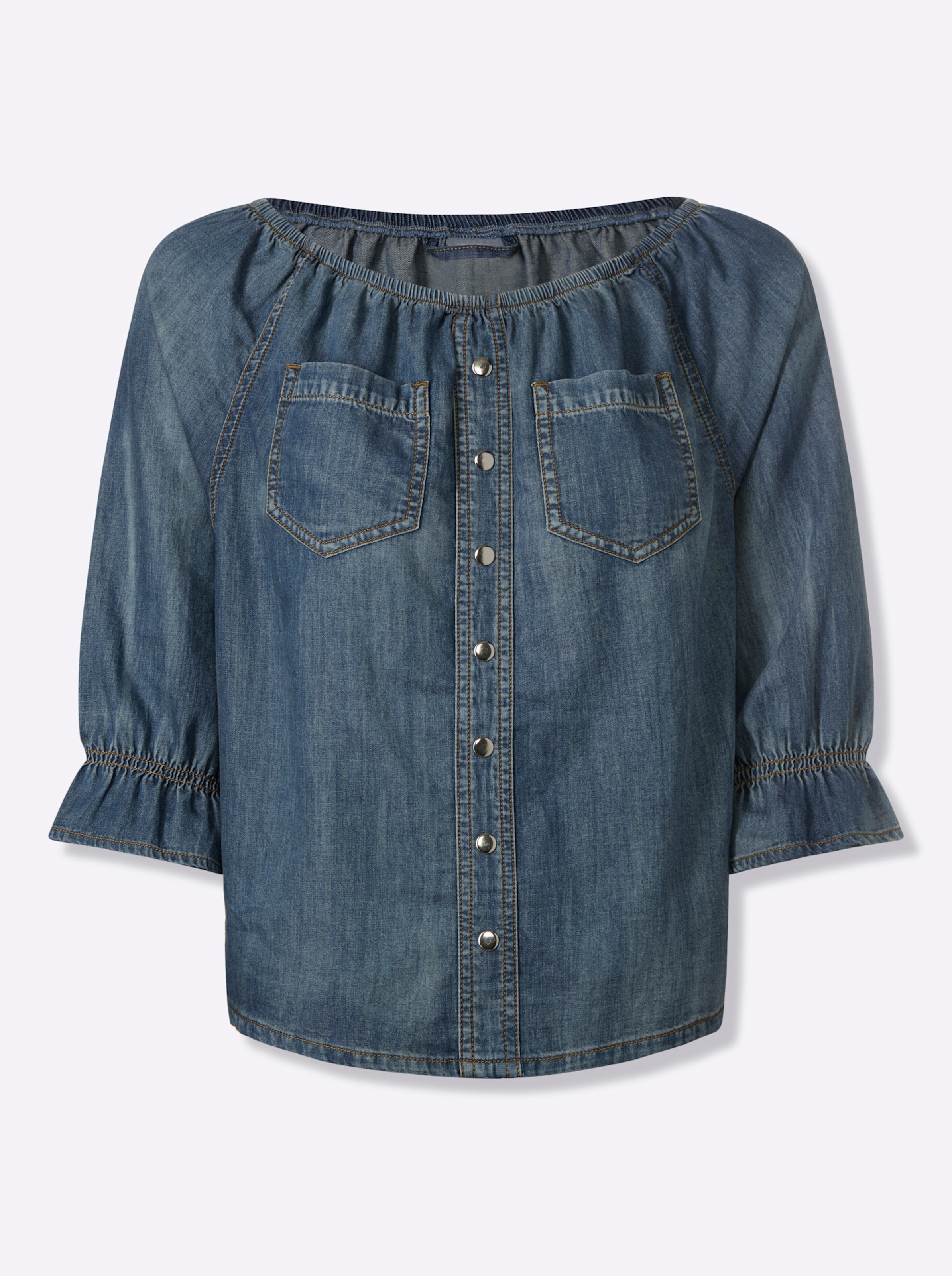 Heine Damen Blau Bleached Carmenbluse von Baur - Bild 3