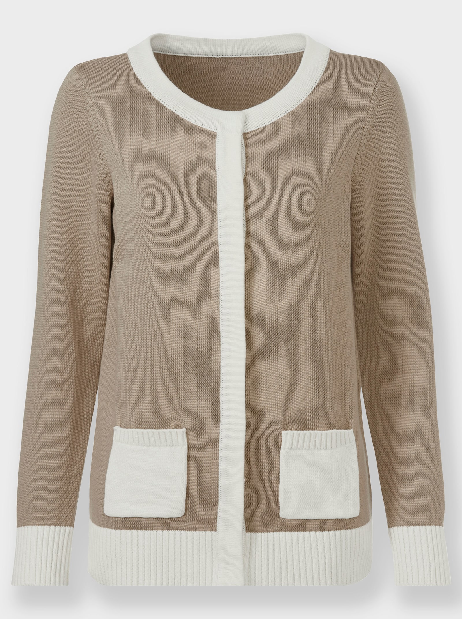 heine Cardigan met blinde drukknoopsluiting - sesam/ecru