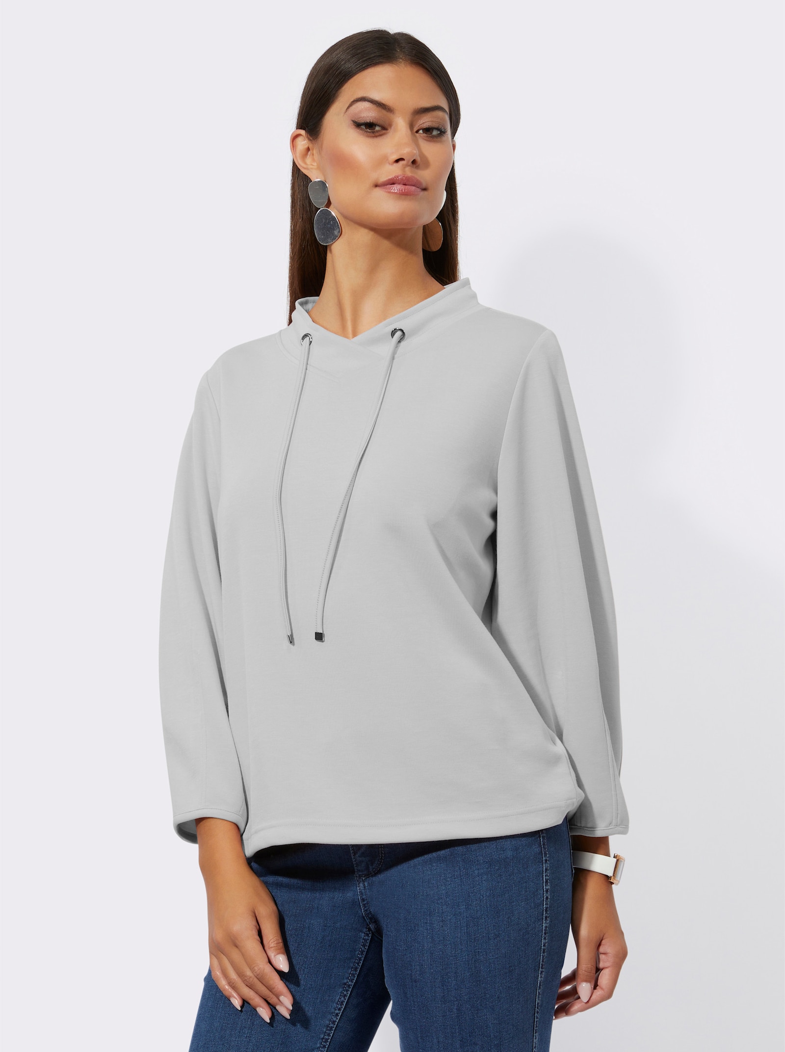 Sweatshirt im softweichen Modal-Mix - hellgrau