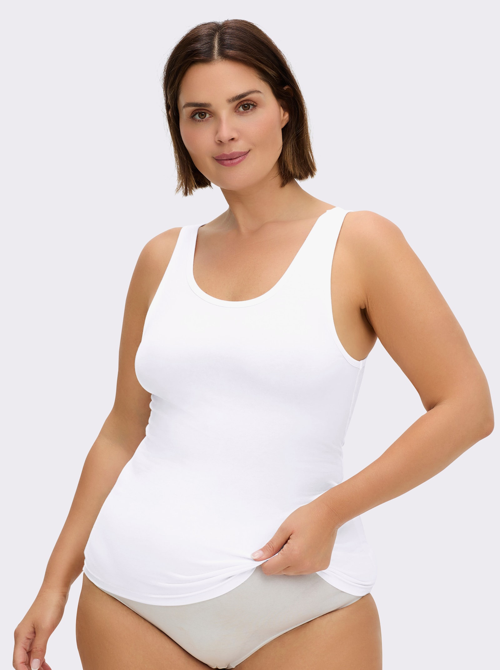 wäschepur Achseltop mit breiten Trägern - 3 Stück weiß