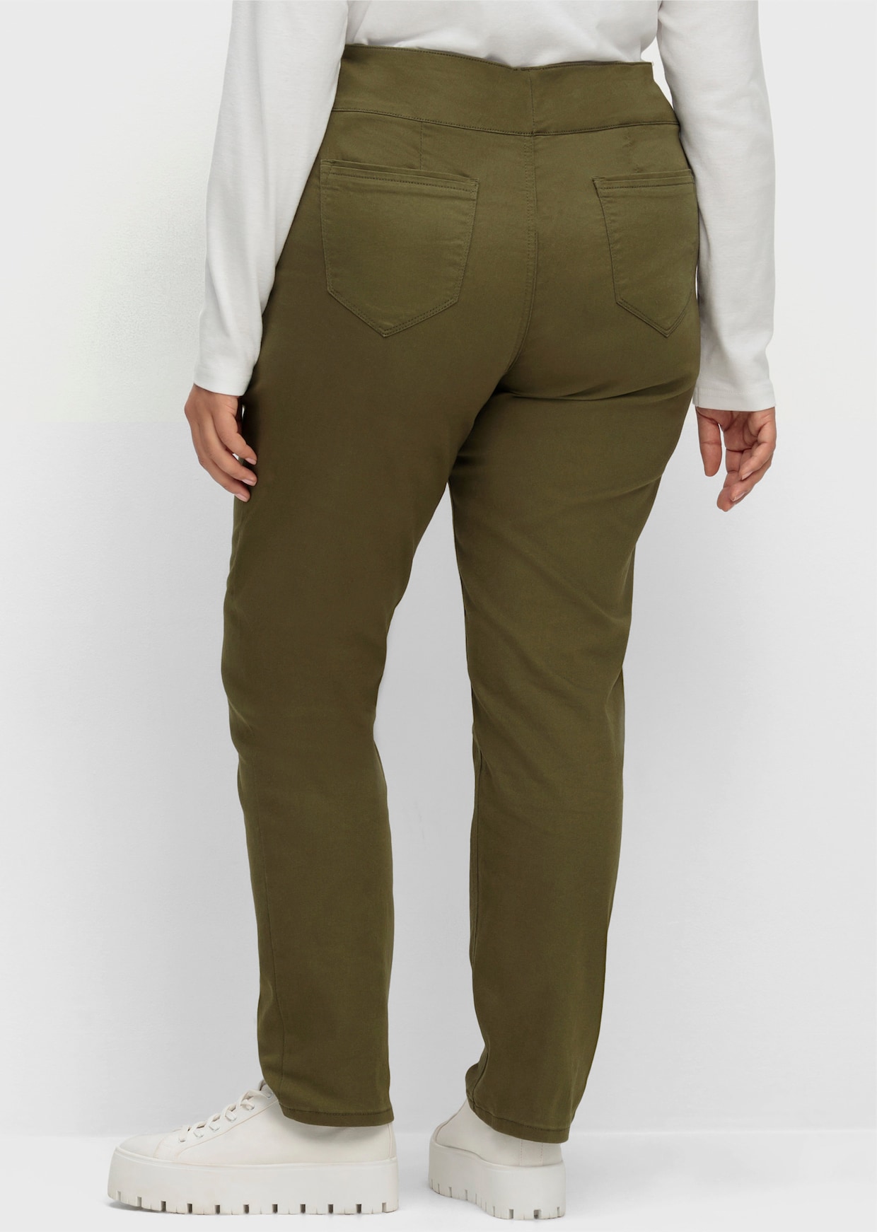 Schlupfhose mit hohem Dehnbund - khaki