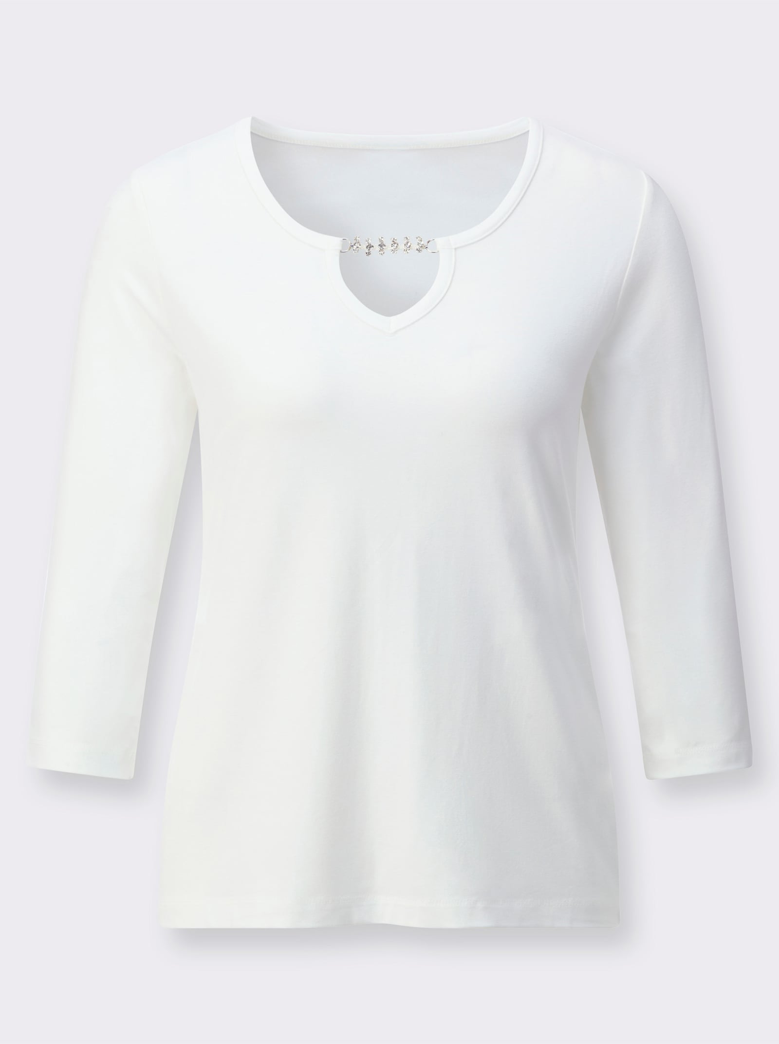 3/4-Arm-Shirt mit Zierkette - ecru