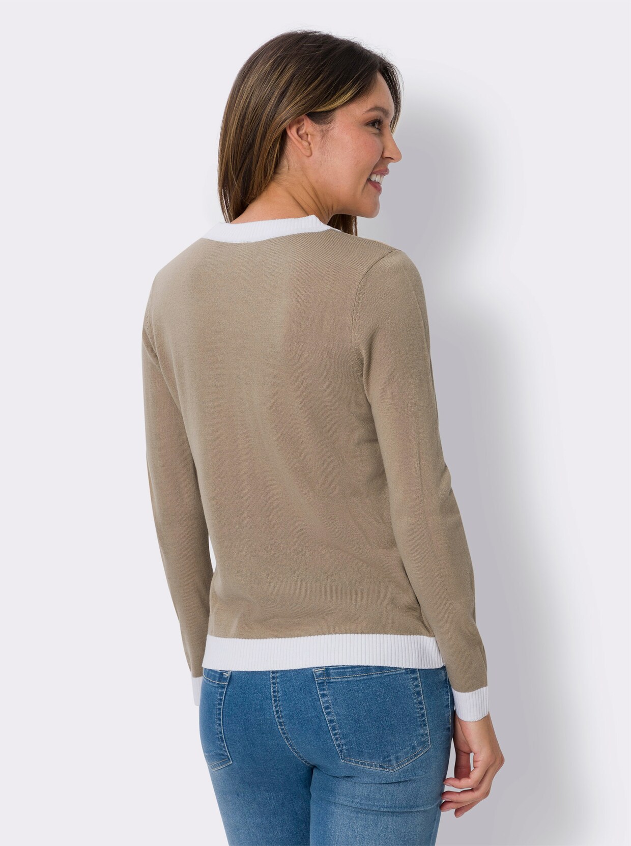 Pullover met V-hals - beige