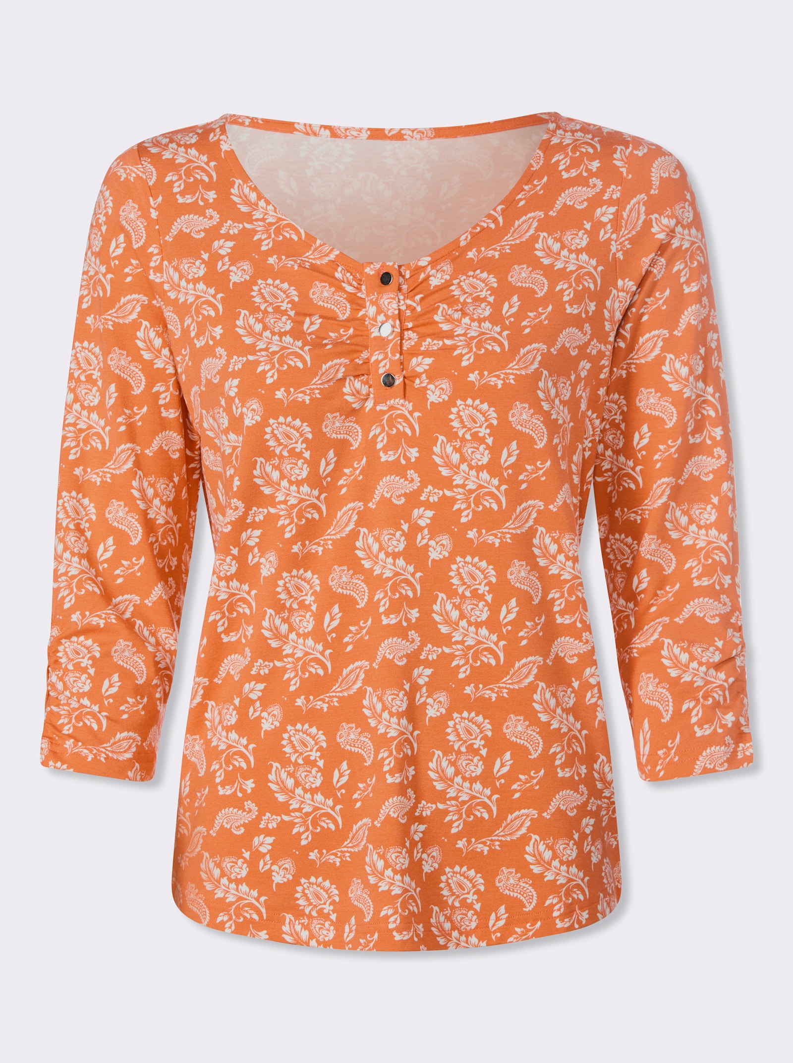 heine 3/4-Arm-Shirt - ecru-papaya-bedruckt