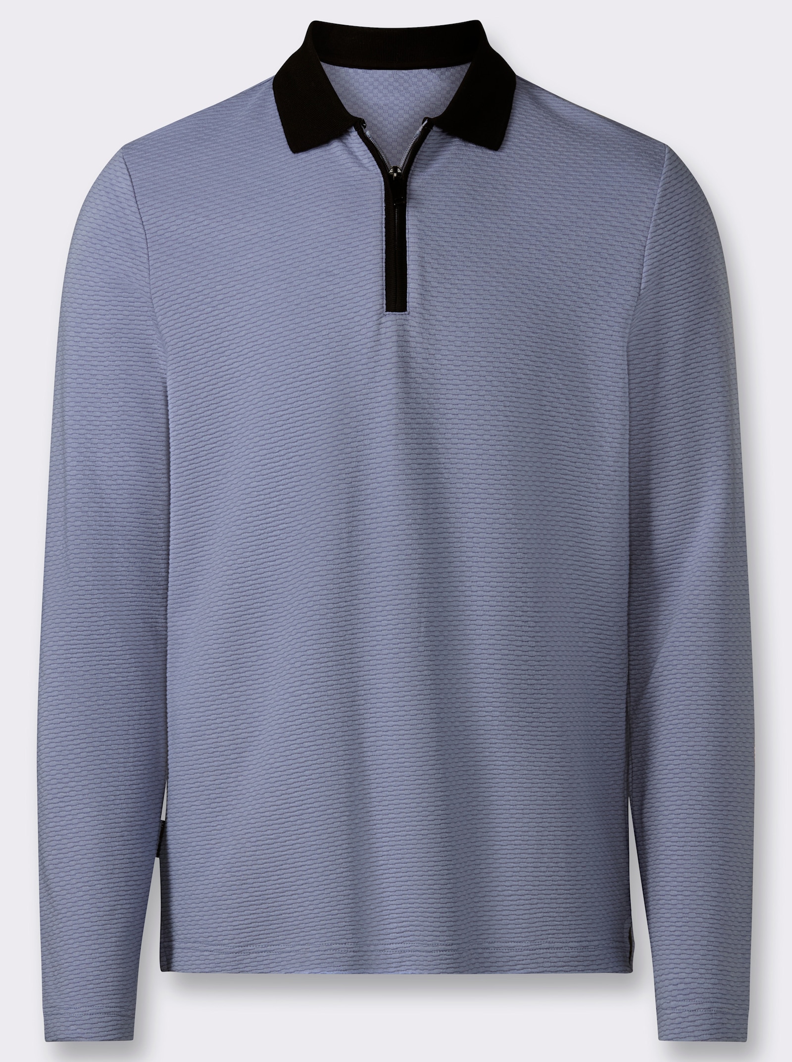 Marco Donati Langarm-Poloshirt mit Reißverschluss - taubenblau