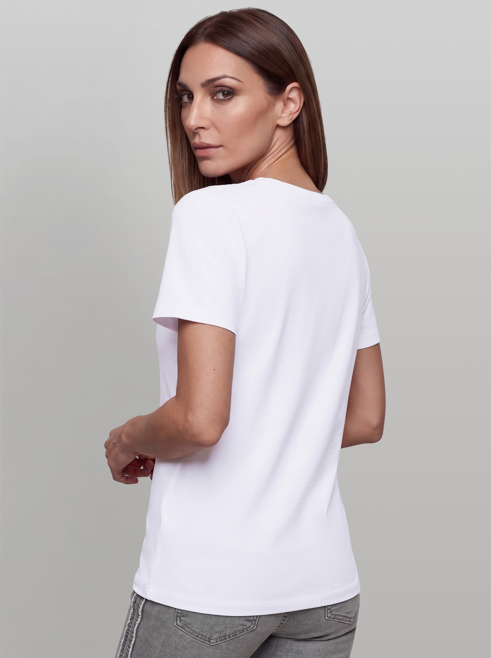 heine Kurzarmshirt mit Print - weiß