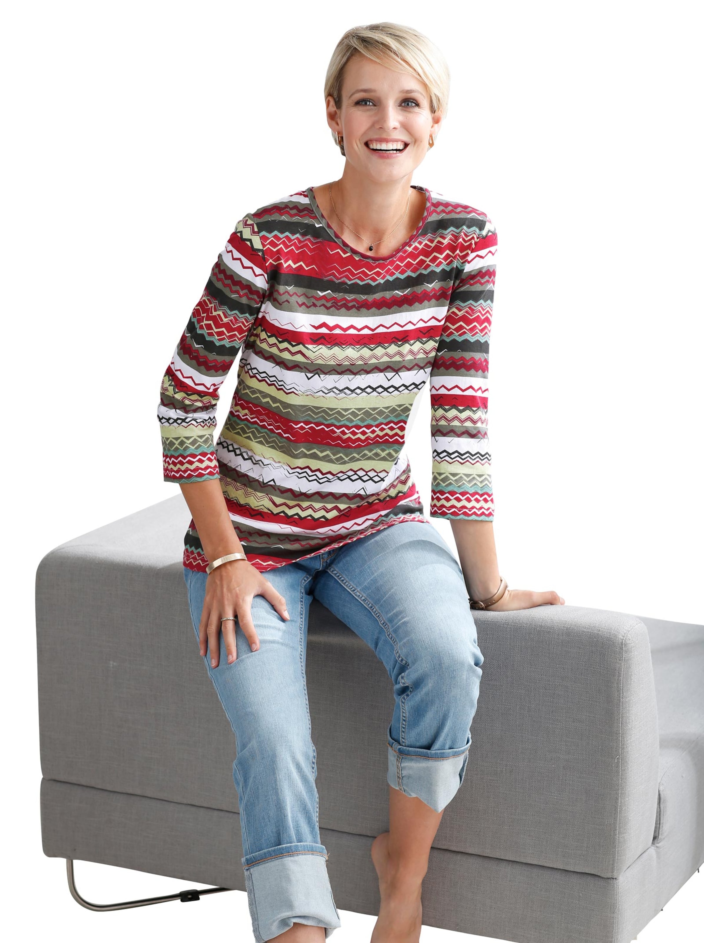 Shirt - khaki-erdbeere-bedruckt