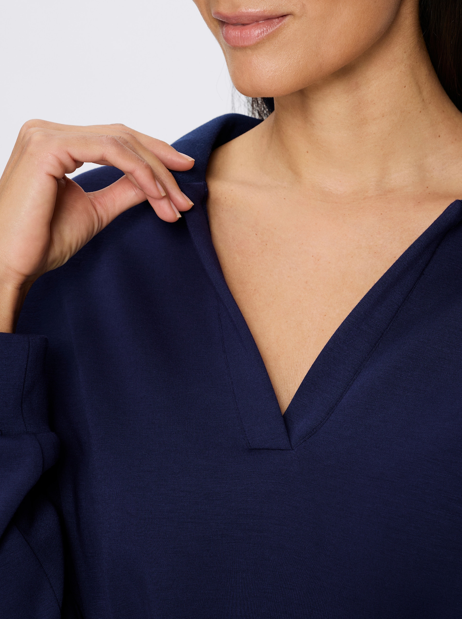 heine Sweatshirt mit Polokragen - marine