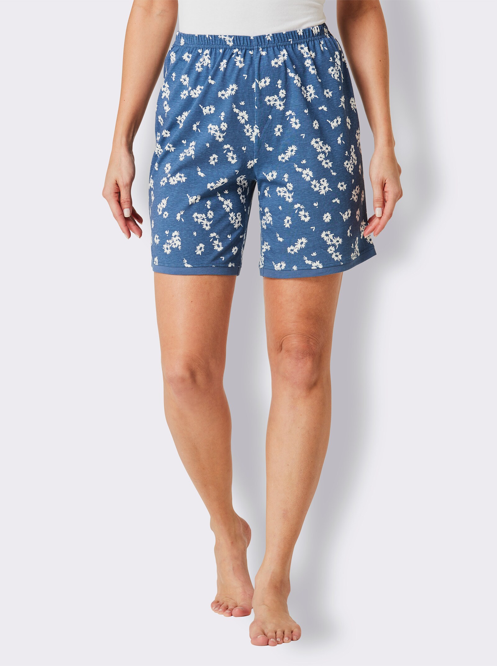 wäschepur Hose kurz - jeansblau-ecru-bedruckt