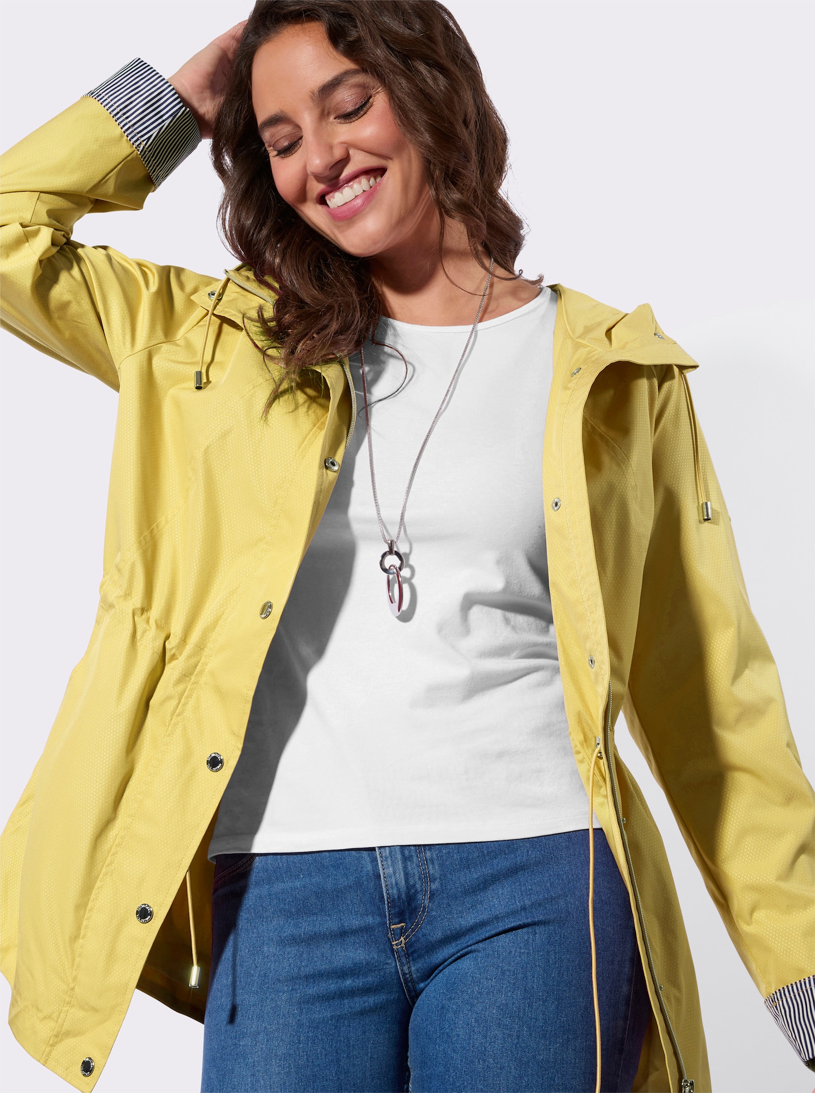 Übergangsjacke mit Streifen-Details - zitrone